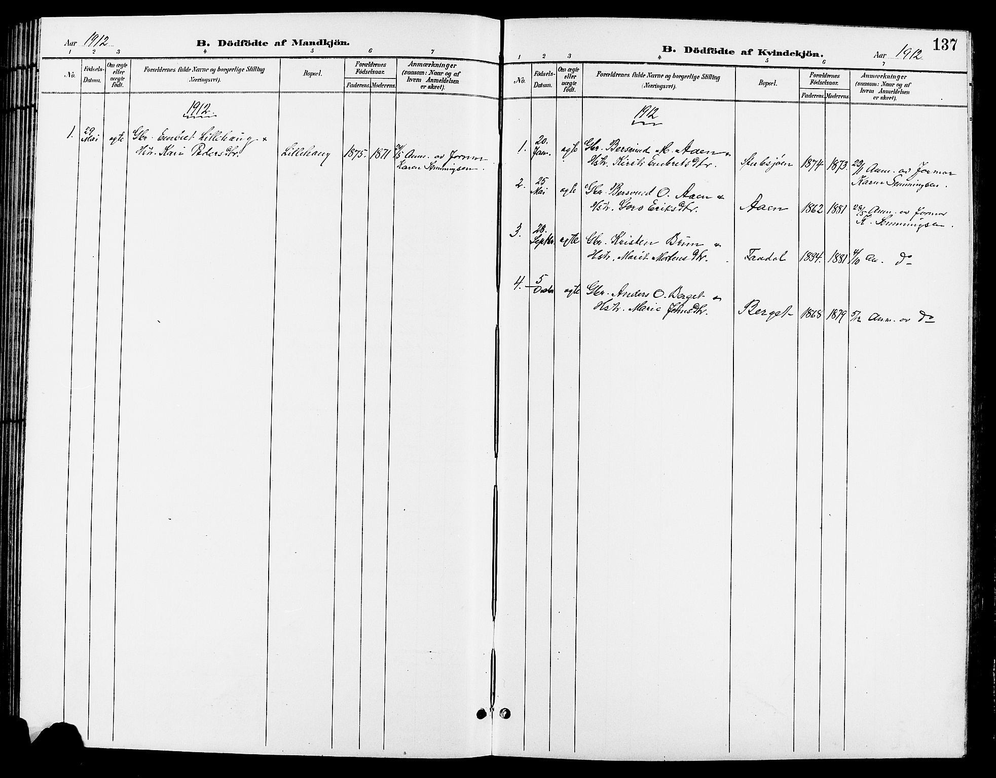 Tynset prestekontor, SAH/PREST-058/H/Ha/Hab/L0009: Klokkerbok nr. 9, 1900-1914, s. 137