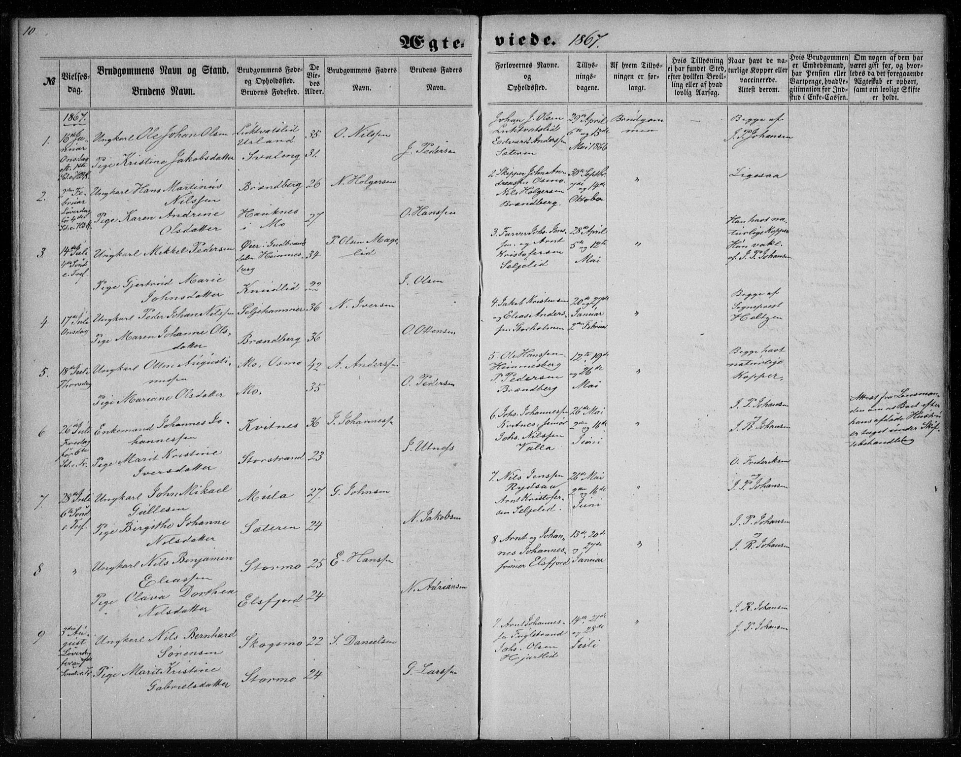 Ministerialprotokoller, klokkerbøker og fødselsregistre - Nordland, AV/SAT-A-1459/825/L0358: Ministerialbok nr. 825A12, 1863-1878, s. 10