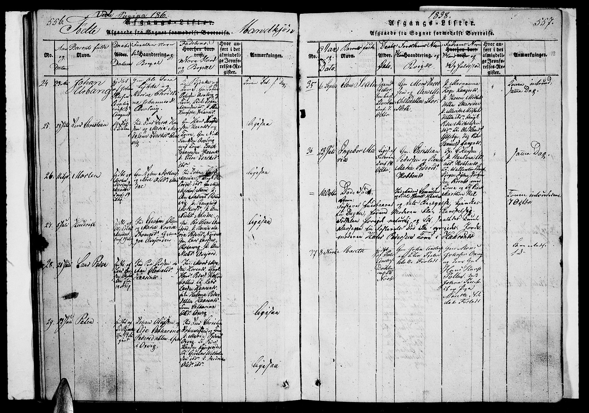 Lyngen sokneprestembete, AV/SATØ-S-1289/H/He/Heb/L0001klokker: Klokkerbok nr. 1, 1826-1838, s. 556-557