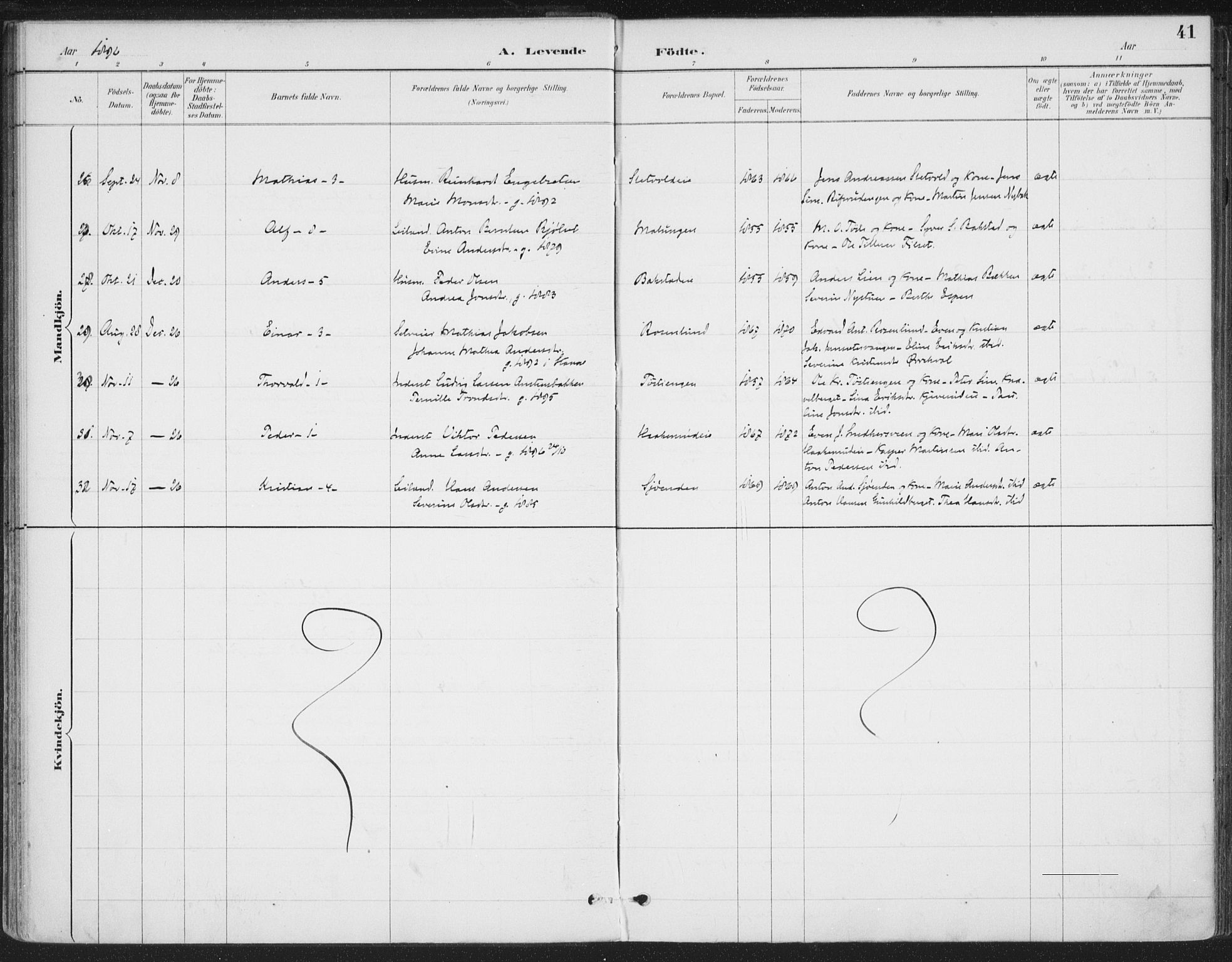 Romedal prestekontor, AV/SAH-PREST-004/K/L0008: Ministerialbok nr. 8, 1887-1905, s. 41