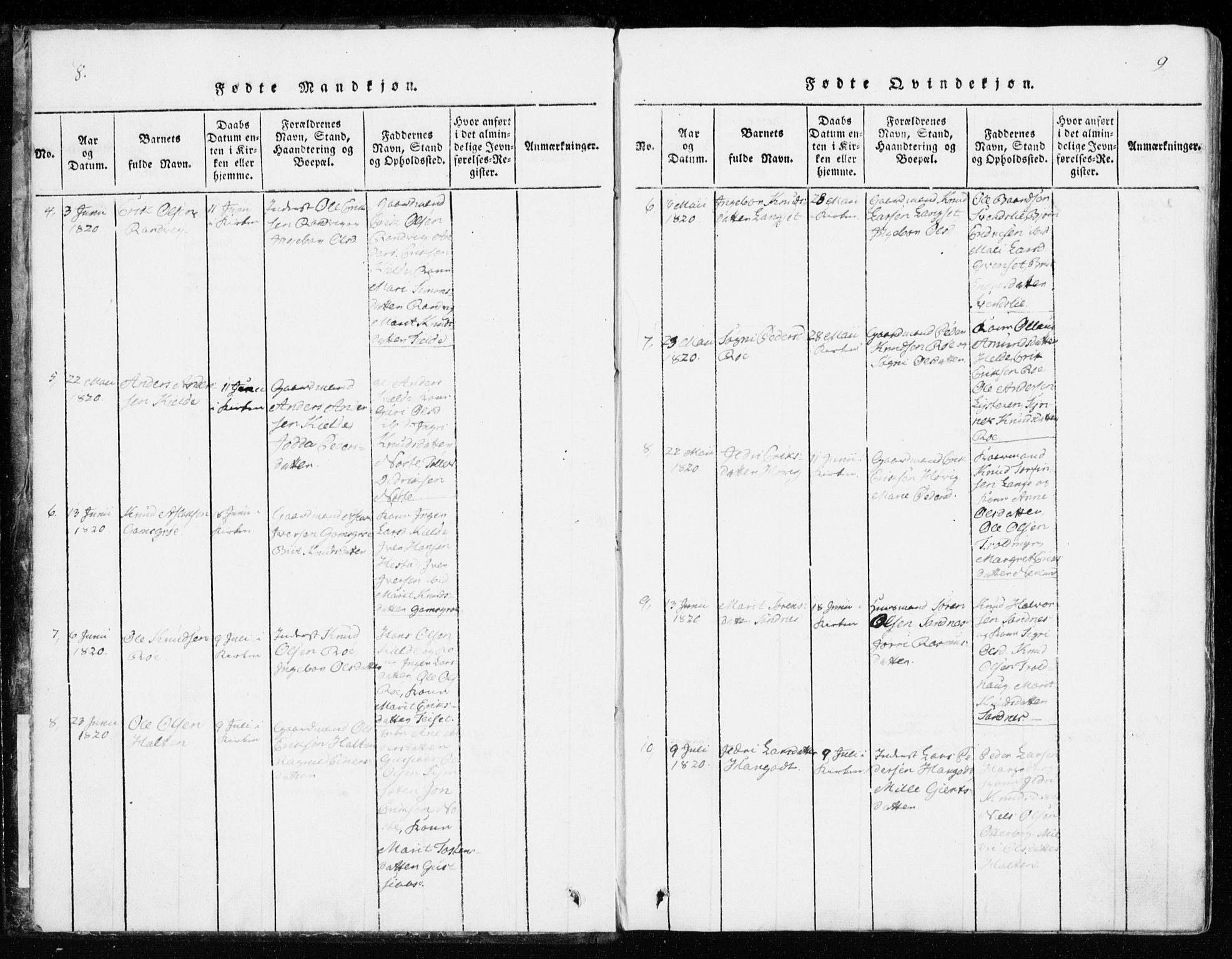 Ministerialprotokoller, klokkerbøker og fødselsregistre - Møre og Romsdal, SAT/A-1454/551/L0623: Ministerialbok nr. 551A03, 1818-1831, s. 8-9