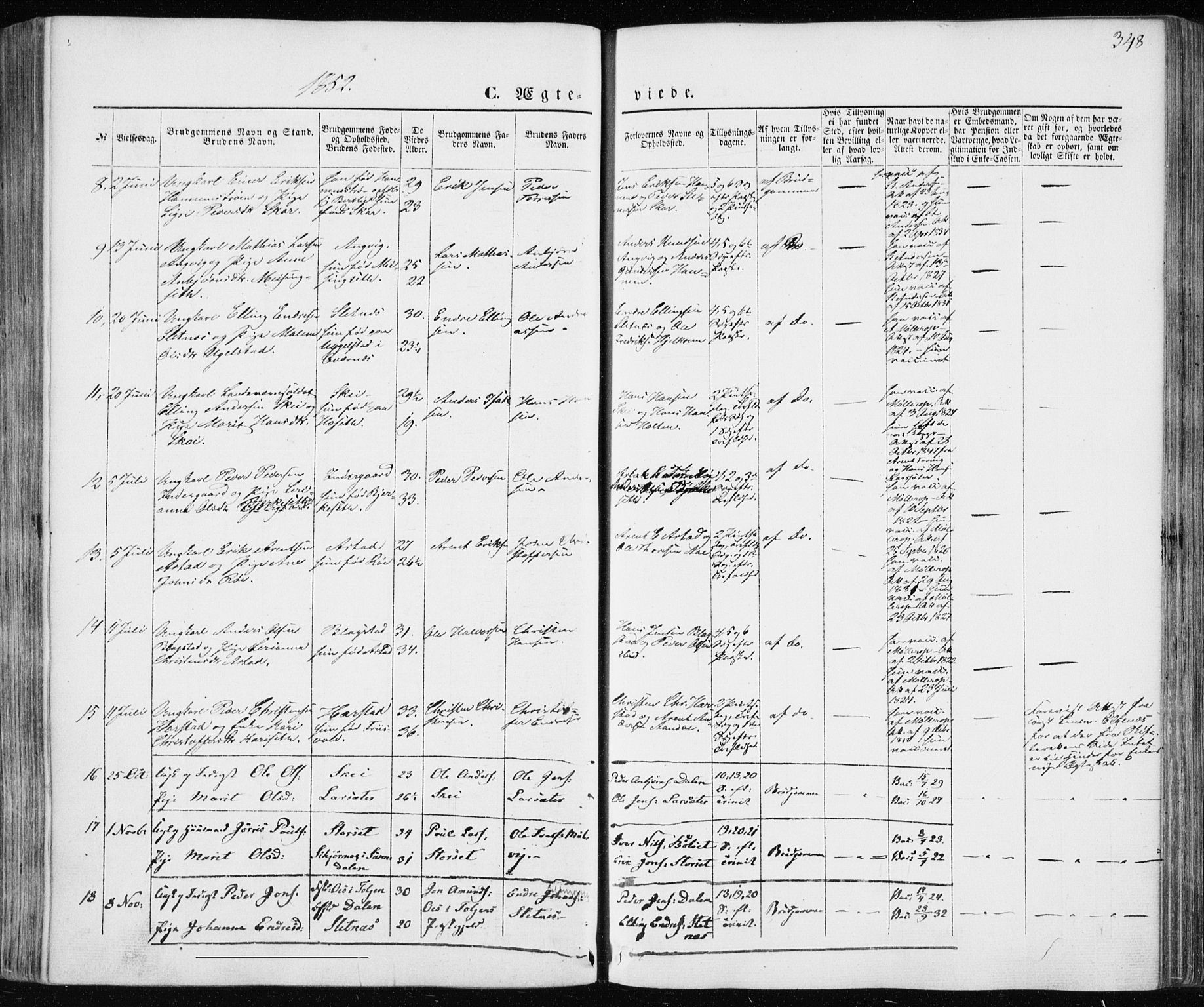 Ministerialprotokoller, klokkerbøker og fødselsregistre - Møre og Romsdal, AV/SAT-A-1454/586/L0984: Ministerialbok nr. 586A10, 1844-1856, s. 348