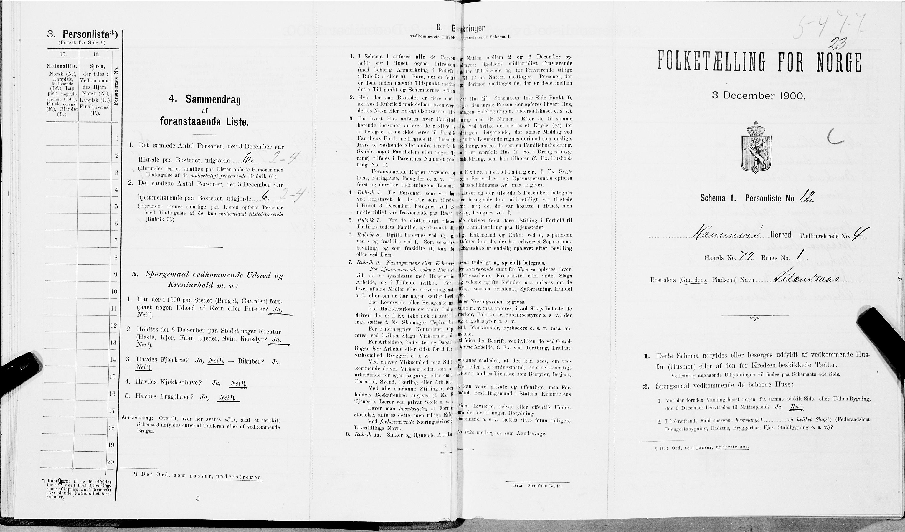 SAT, Folketelling 1900 for 1849 Hamarøy herred, 1900, s. 512