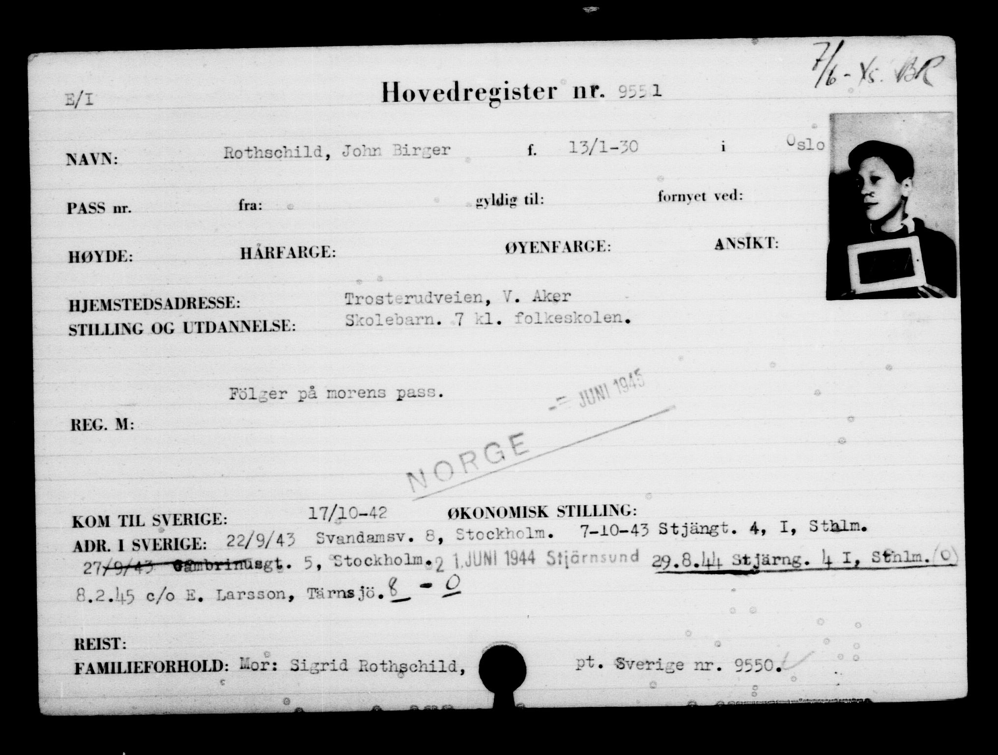Utenriksstasjonene, Legasjonen i Stockholm, Flyktningkontoret, AV/RA-S-6753/V/Va/L0006: Kjesäterkartoteket, flyktninger med registreringsnr. 9400-12711, 1940-1945, s. 163