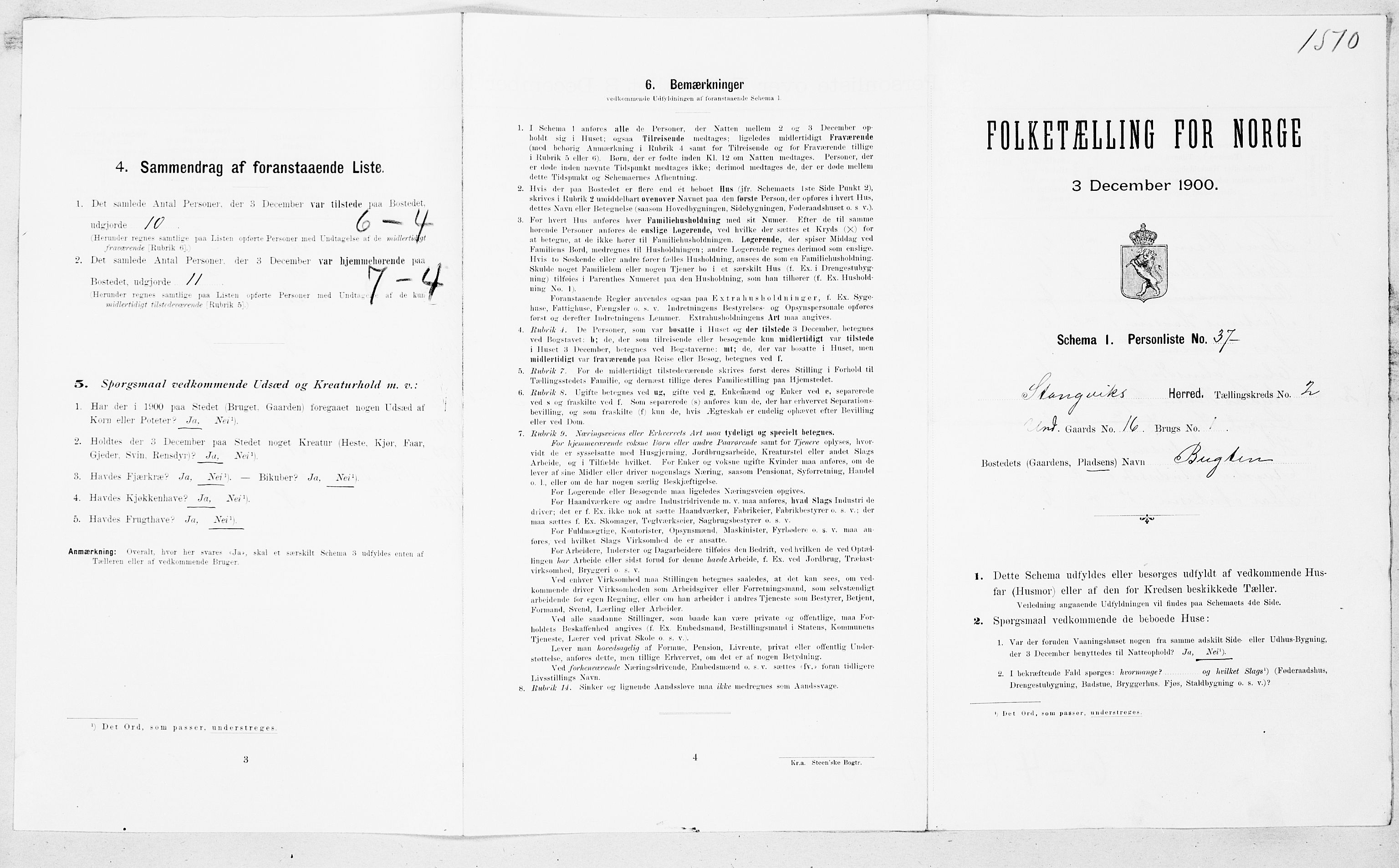 SAT, Folketelling 1900 for 1564 Stangvik herred, 1900, s. 196
