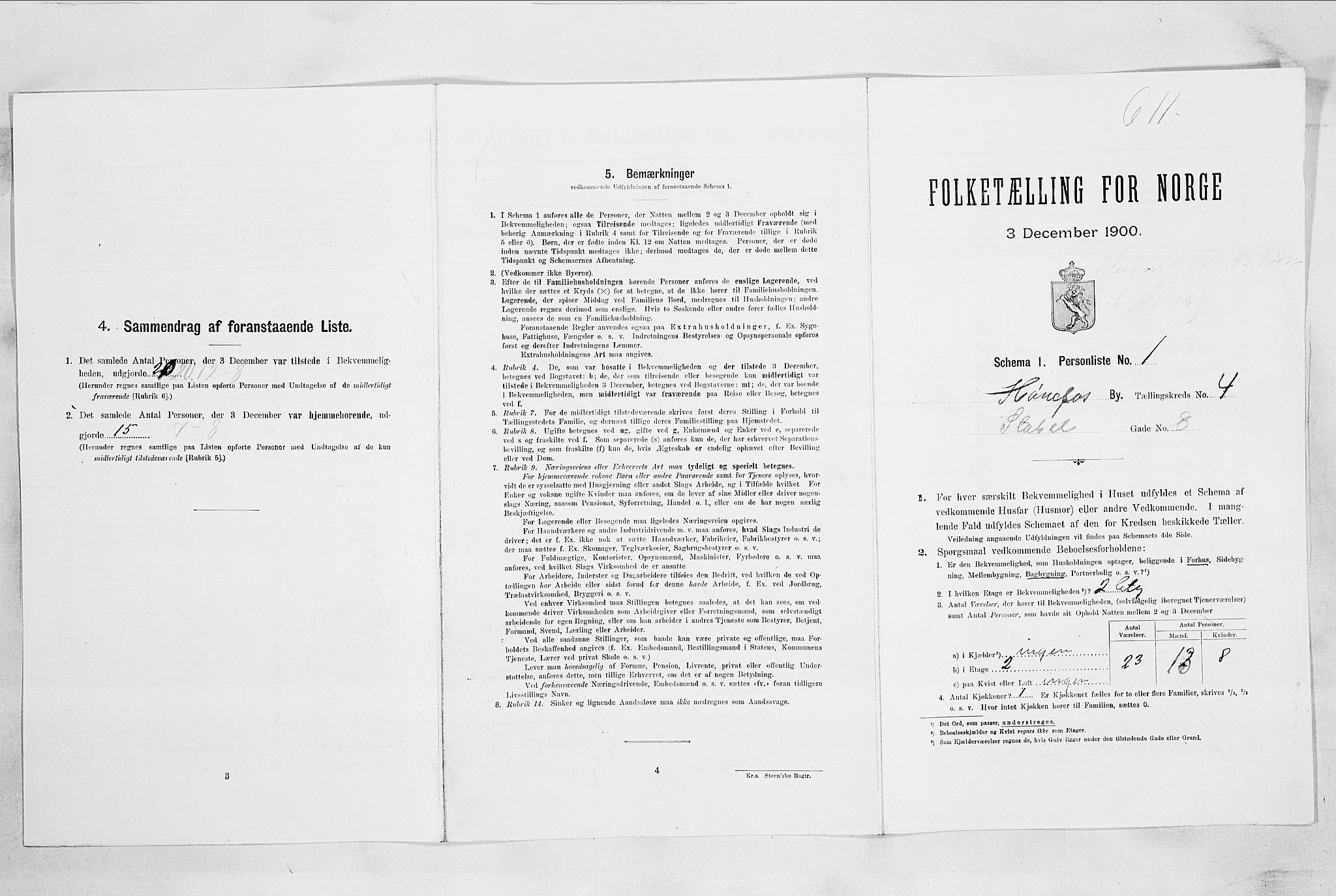 RA, Folketelling 1900 for 0601 Hønefoss kjøpstad, 1900, s. 433