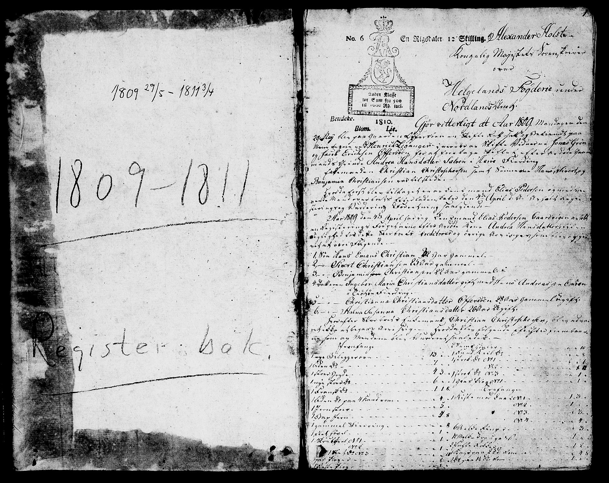 Helgeland sorenskriveri, AV/SAT-A-0004/3/3A/L0082: Skifteprotokoll 27, 1809-1811, s. 0b-1a