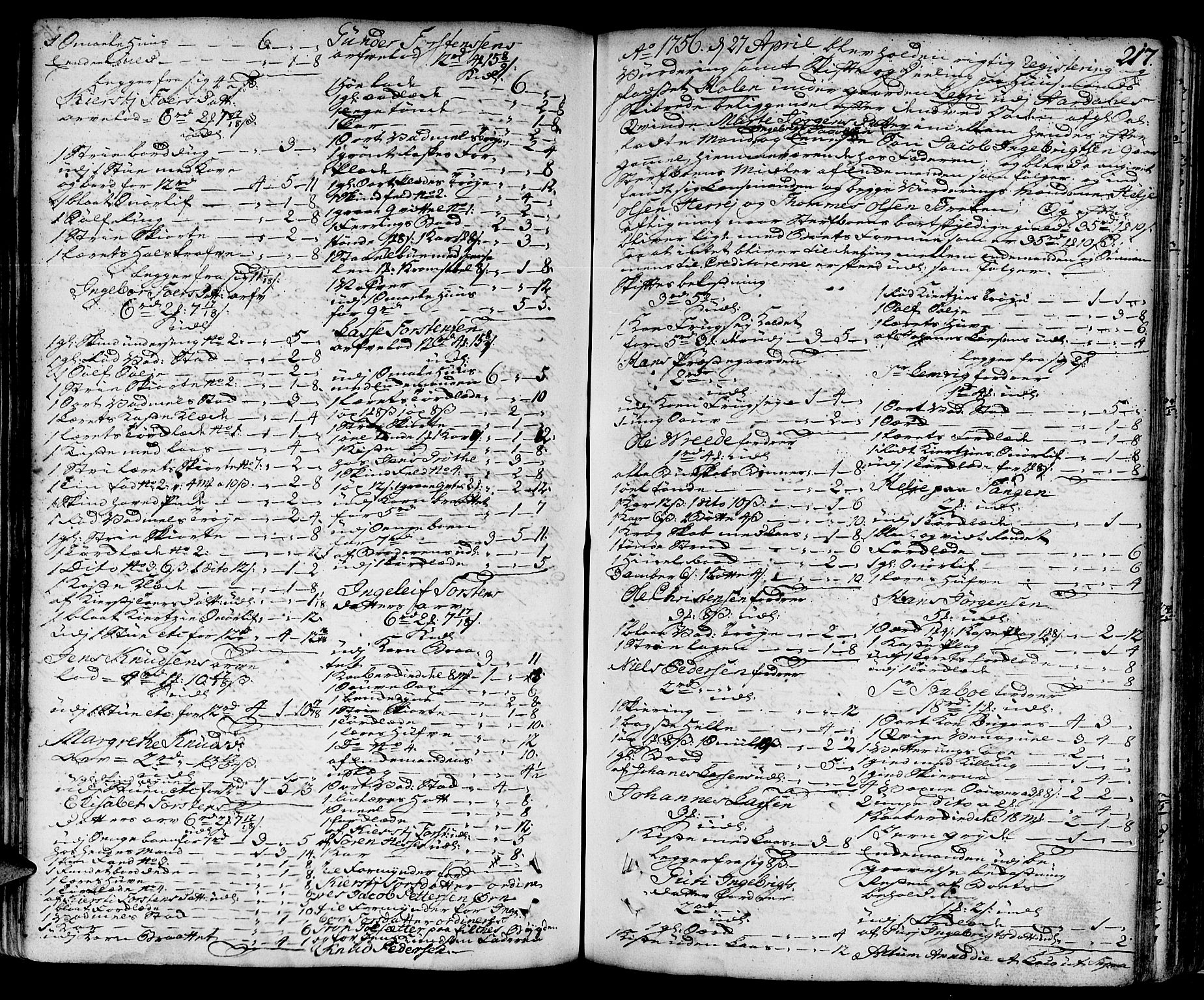 Indre Sogn tingrett, AV/SAB-A-3301/1/H/Ha/L0007a: Skifteprotokoll 7a, 1751-1762, s. 216b-217a