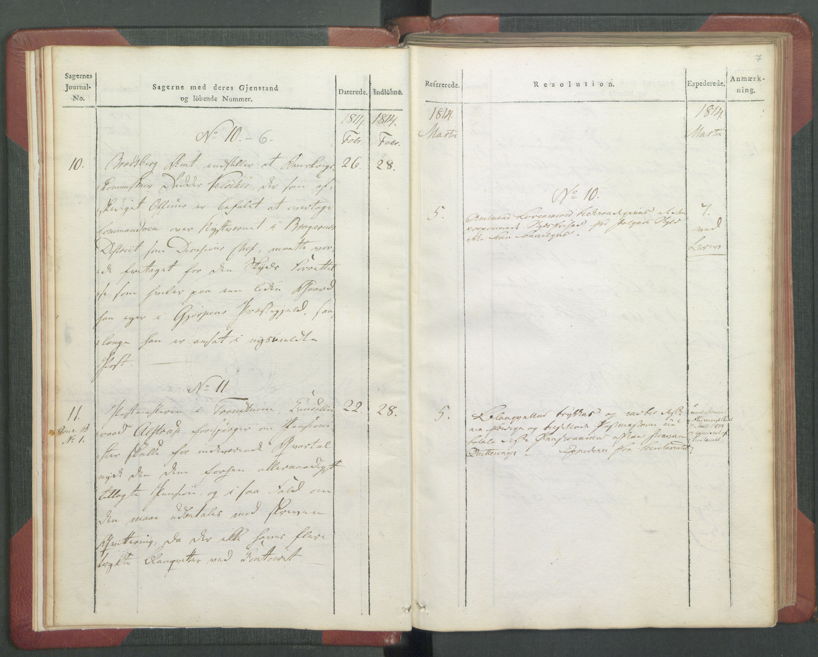 Departementene i 1814, AV/RA-S-3899/Fb/L0029: Journal A 1-900 (ekstraktprotokoll), 1814, s. 7