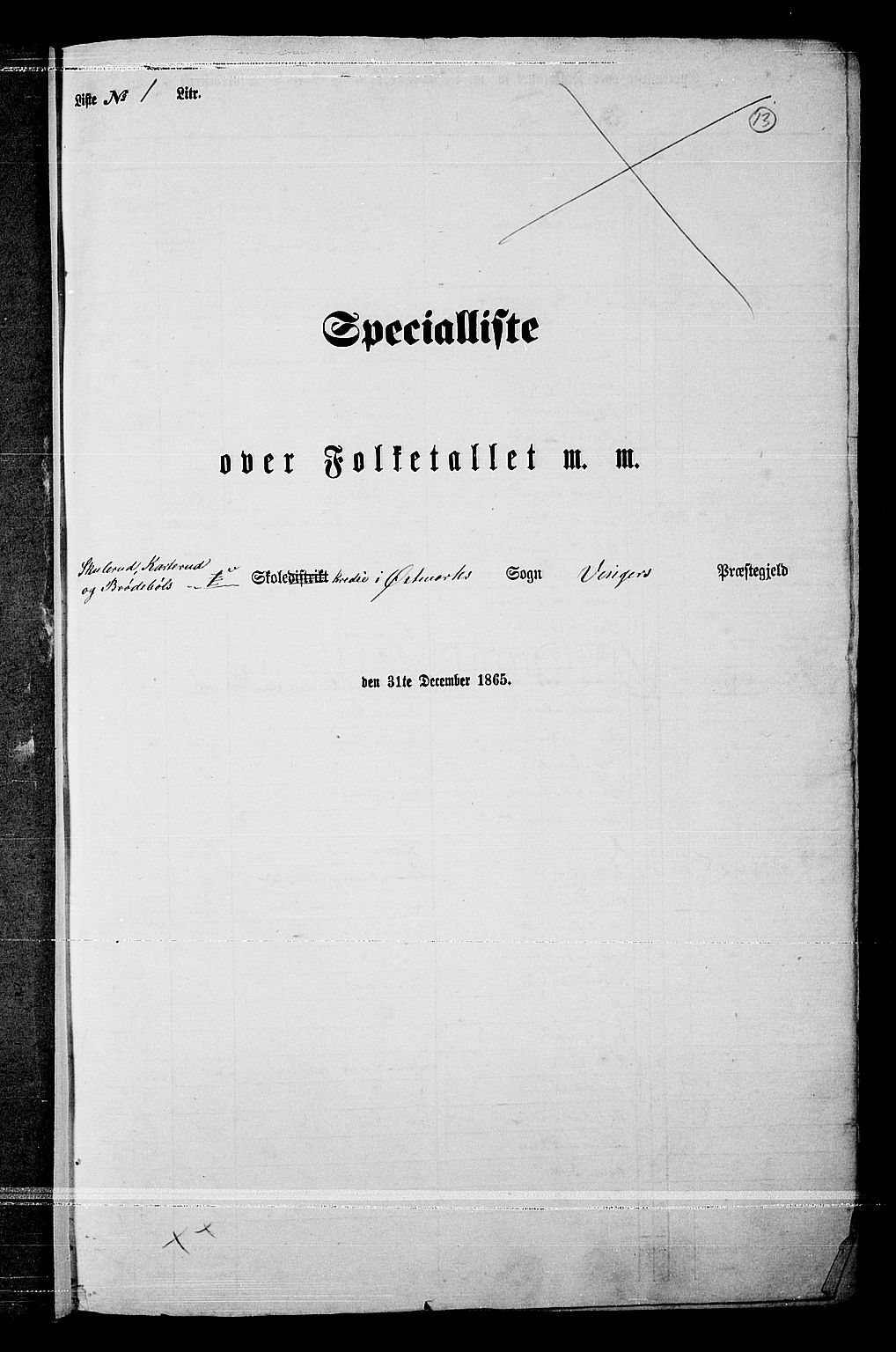 RA, Folketelling 1865 for 0421L Vinger prestegjeld, Vinger sokn og Austmarka sokn, 1865, s. 11