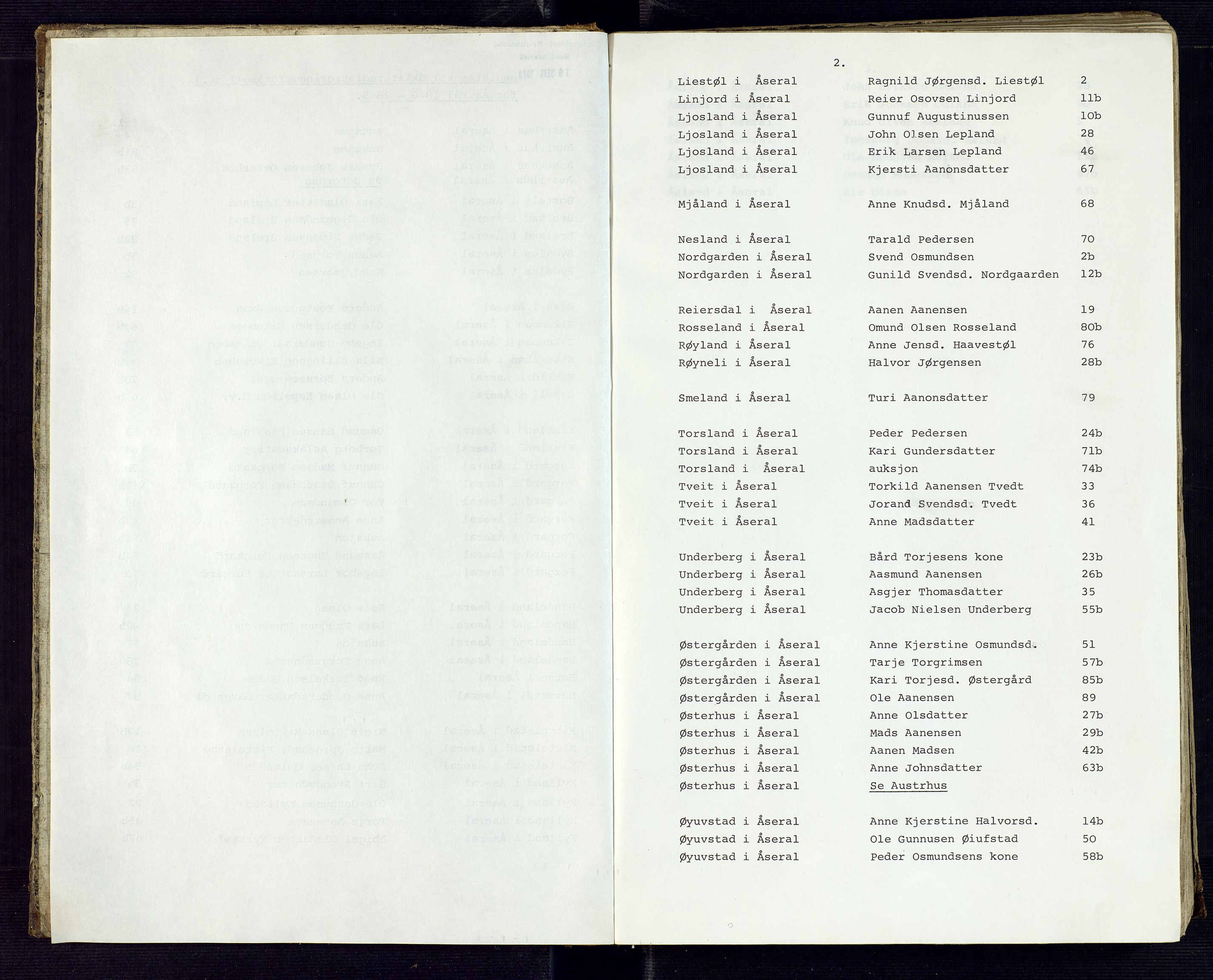 Setesdal sorenskriveri, SAK/1221-0011/H/Hc/L0028: Skifteregistreringsprotokoll nr 1 Åseral tinglag med register, 1846-1875, s. 2