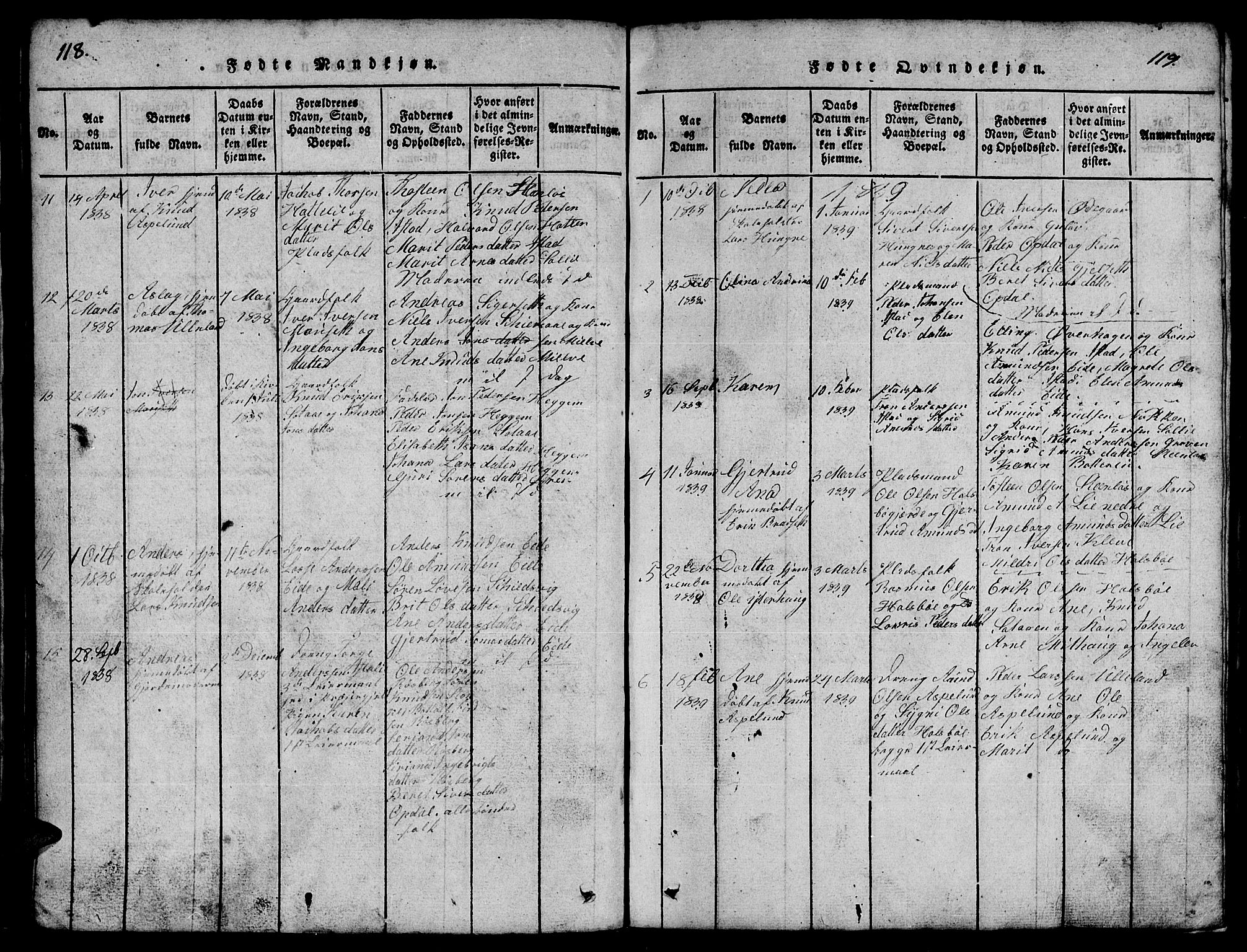 Ministerialprotokoller, klokkerbøker og fødselsregistre - Møre og Romsdal, SAT/A-1454/557/L0683: Klokkerbok nr. 557C01, 1818-1862, s. 118-119