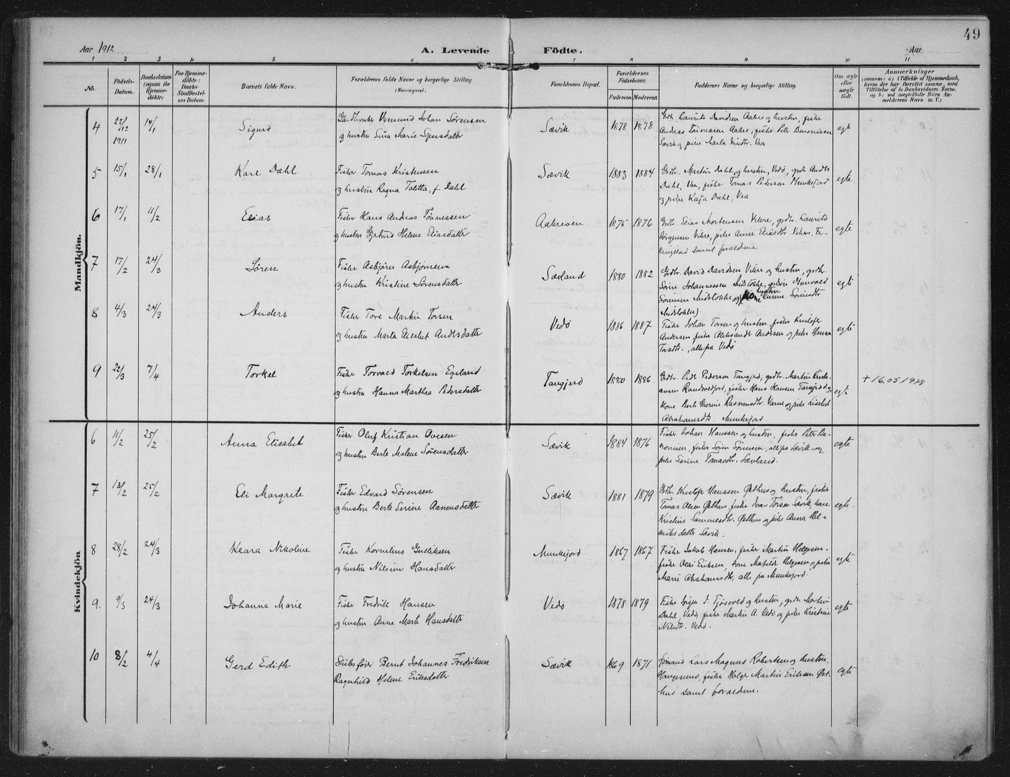 Kopervik sokneprestkontor, AV/SAST-A-101850/H/Ha/Haa/L0005: Ministerialbok nr. A 5, 1906-1924, s. 49