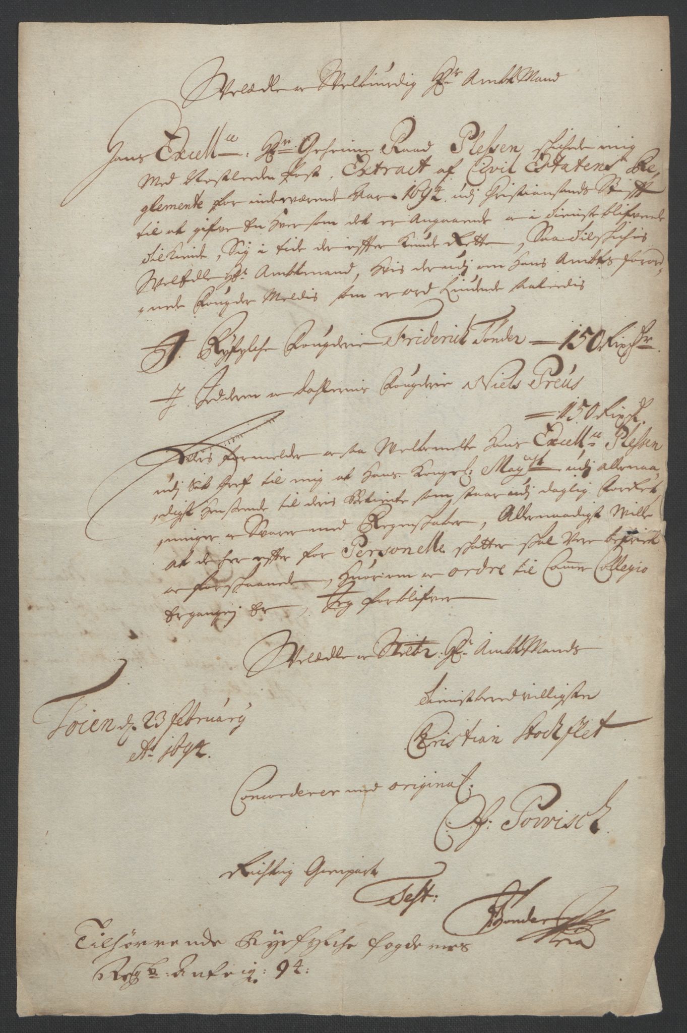 Rentekammeret inntil 1814, Reviderte regnskaper, Fogderegnskap, AV/RA-EA-4092/R47/L2857: Fogderegnskap Ryfylke, 1694-1696, s. 84