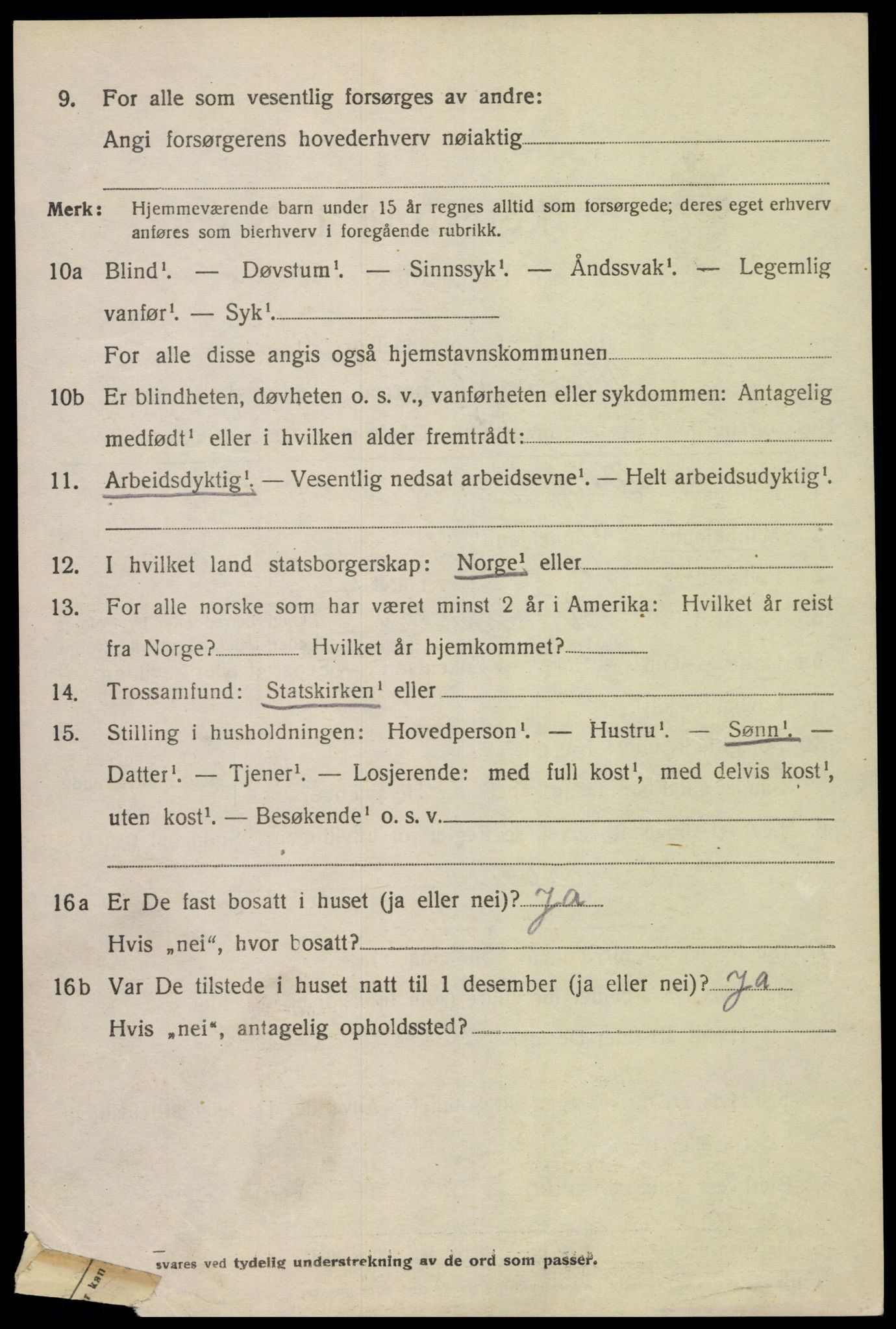 SAK, Folketelling 1920 for 1028 Vigmostad herred, 1920, s. 1920