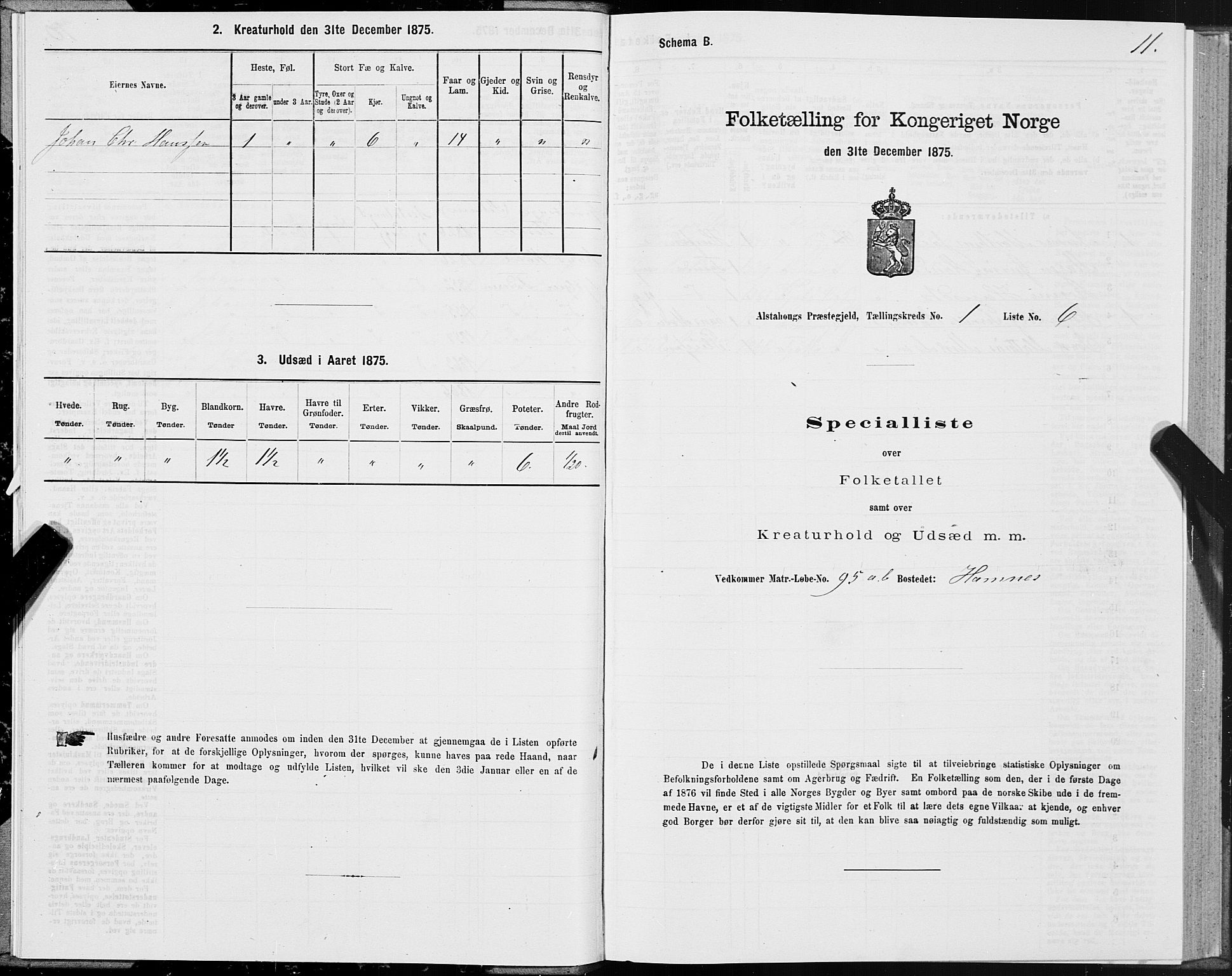 SAT, Folketelling 1875 for 1820P Alstahaug prestegjeld, 1875, s. 1011