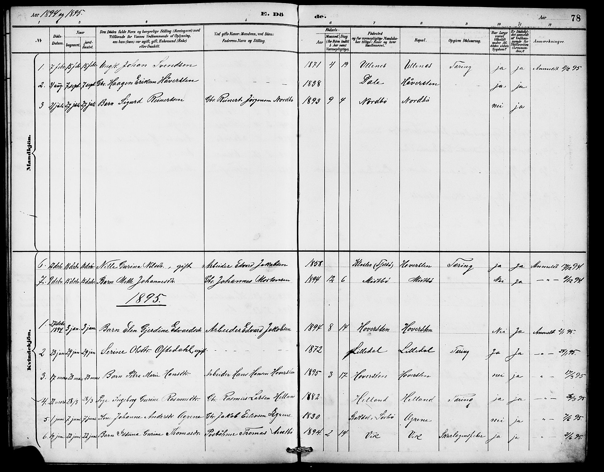 Rennesøy sokneprestkontor, SAST/A -101827/H/Ha/Hab/L0010: Klokkerbok nr. B 9, 1890-1918, s. 78