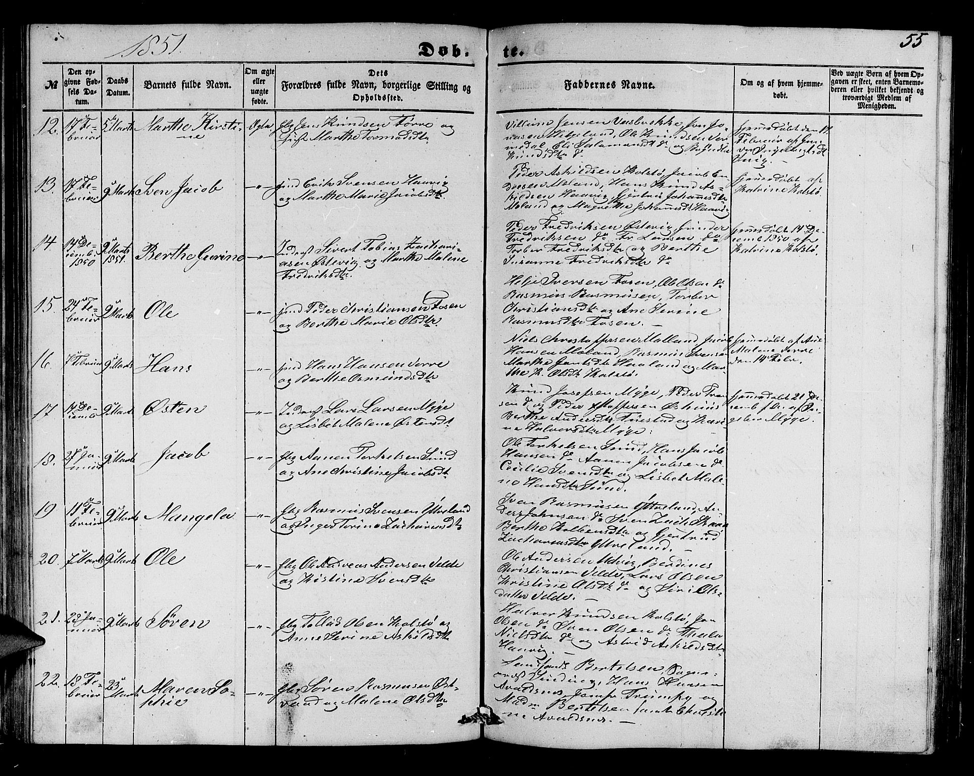 Avaldsnes sokneprestkontor, AV/SAST-A -101851/H/Ha/Hab/L0002: Klokkerbok nr. B 2, 1848-1856, s. 55