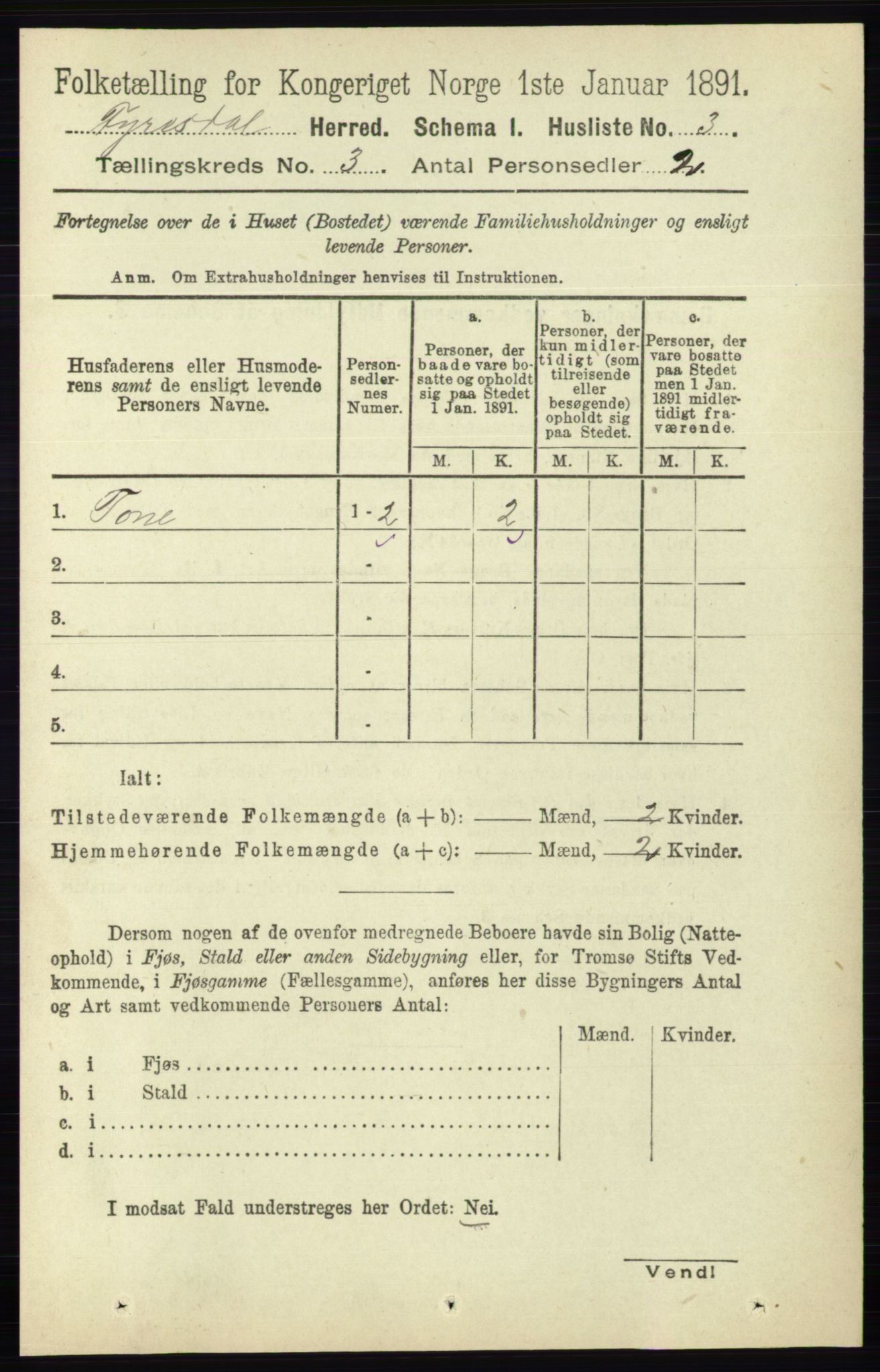 RA, Folketelling 1891 for 0831 Fyresdal herred, 1891, s. 537