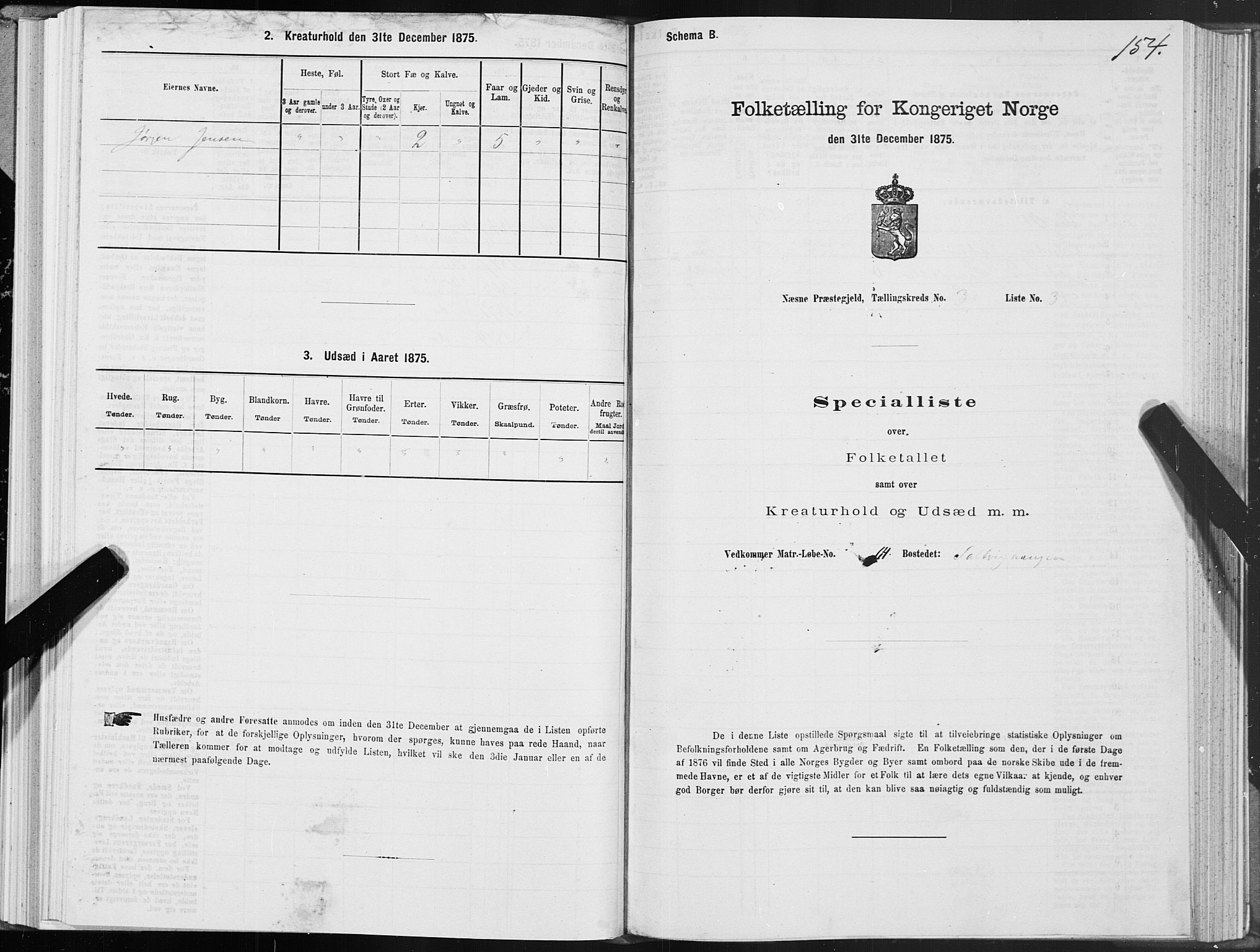 SAT, Folketelling 1875 for 1828P Nesna prestegjeld, 1875, s. 2154