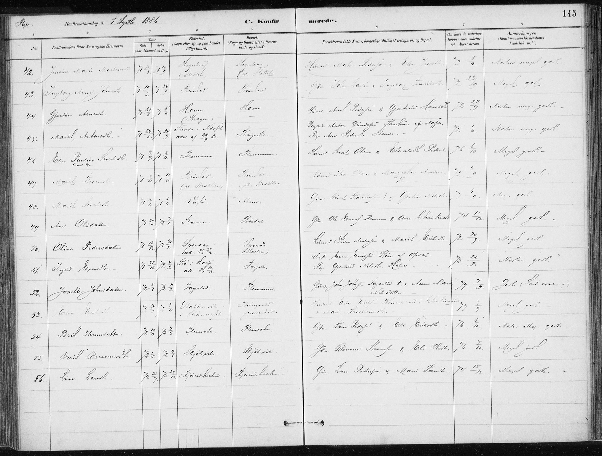 Ministerialprotokoller, klokkerbøker og fødselsregistre - Møre og Romsdal, AV/SAT-A-1454/586/L0987: Ministerialbok nr. 586A13, 1879-1892, s. 145