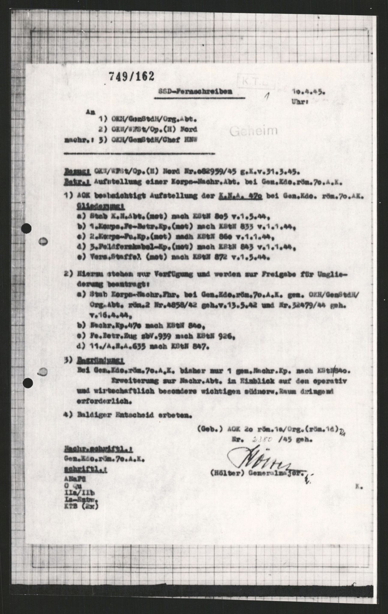 Forsvarets Overkommando. 2 kontor. Arkiv 11.4. Spredte tyske arkivsaker, AV/RA-RAFA-7031/D/Dar/Dara/L0009: Krigsdagbøker for 20. Gebirgs-Armee-Oberkommando (AOK 20), 1940-1945, s. 184