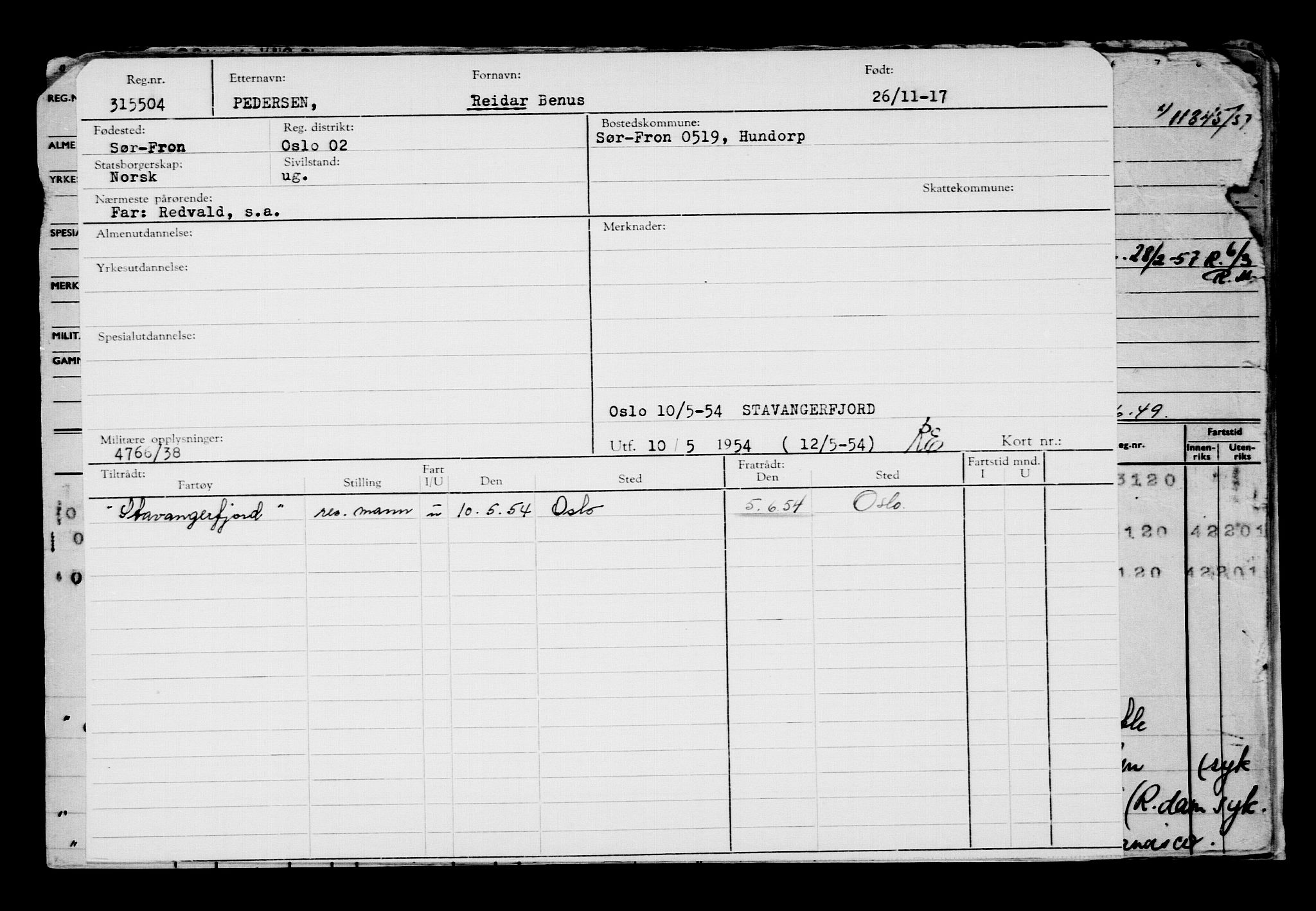 Direktoratet for sjømenn, AV/RA-S-3545/G/Gb/L0153: Hovedkort, 1917, s. 438