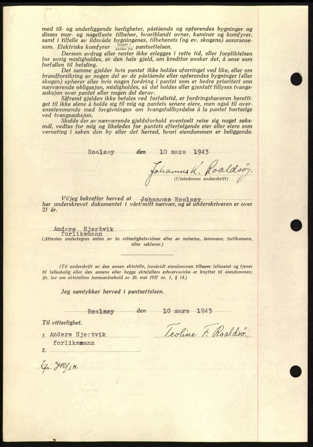 Nordmøre sorenskriveri, AV/SAT-A-4132/1/2/2Ca: Pantebok nr. B90, 1942-1943, Dagboknr: 707/1943