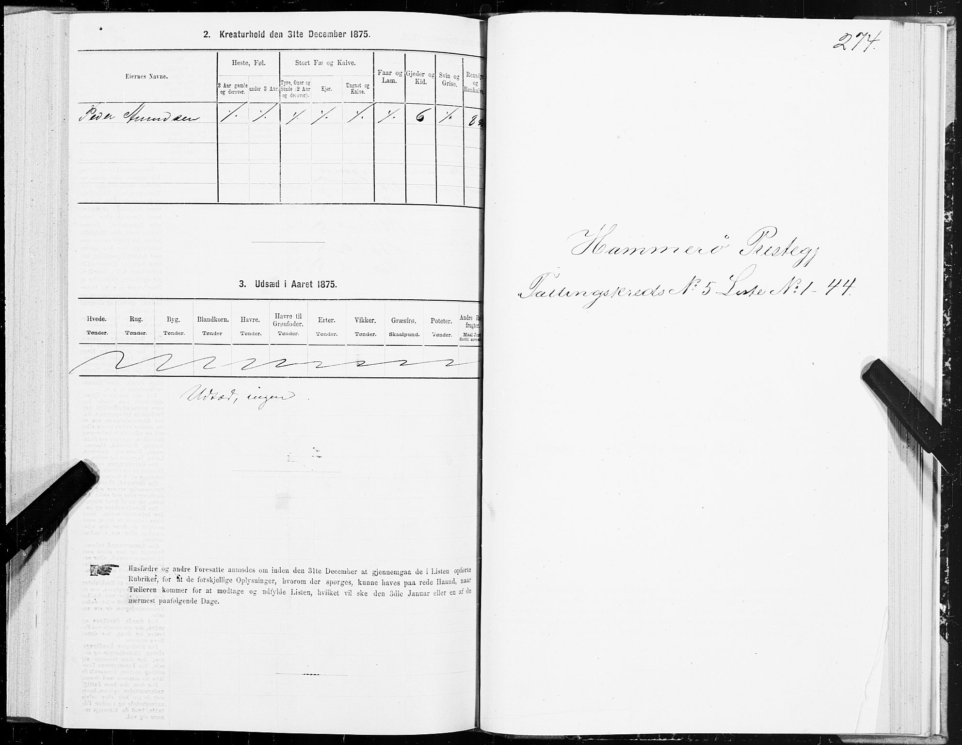 SAT, Folketelling 1875 for 1849P Hamarøy prestegjeld, 1875, s. 2274