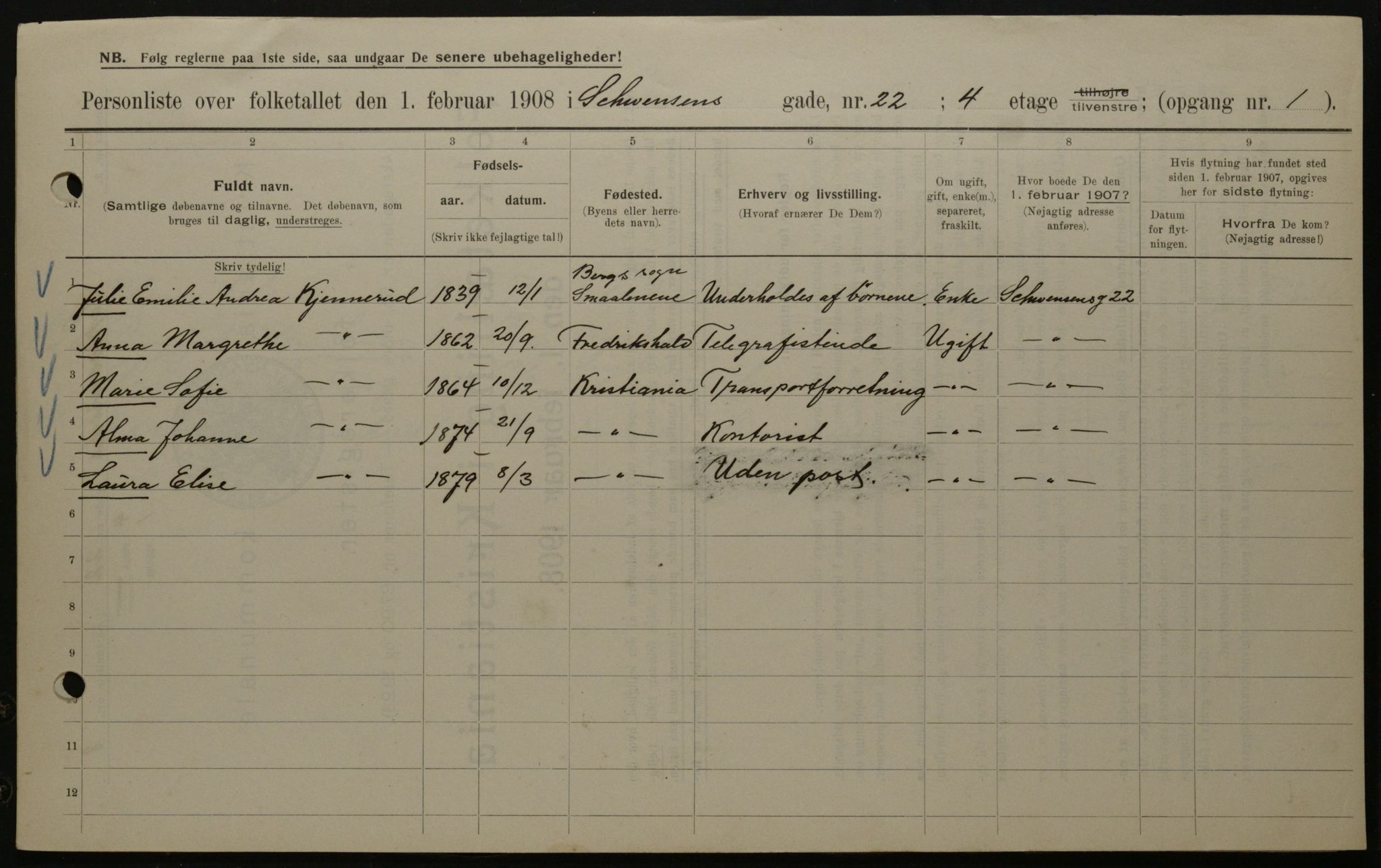 OBA, Kommunal folketelling 1.2.1908 for Kristiania kjøpstad, 1908, s. 83618