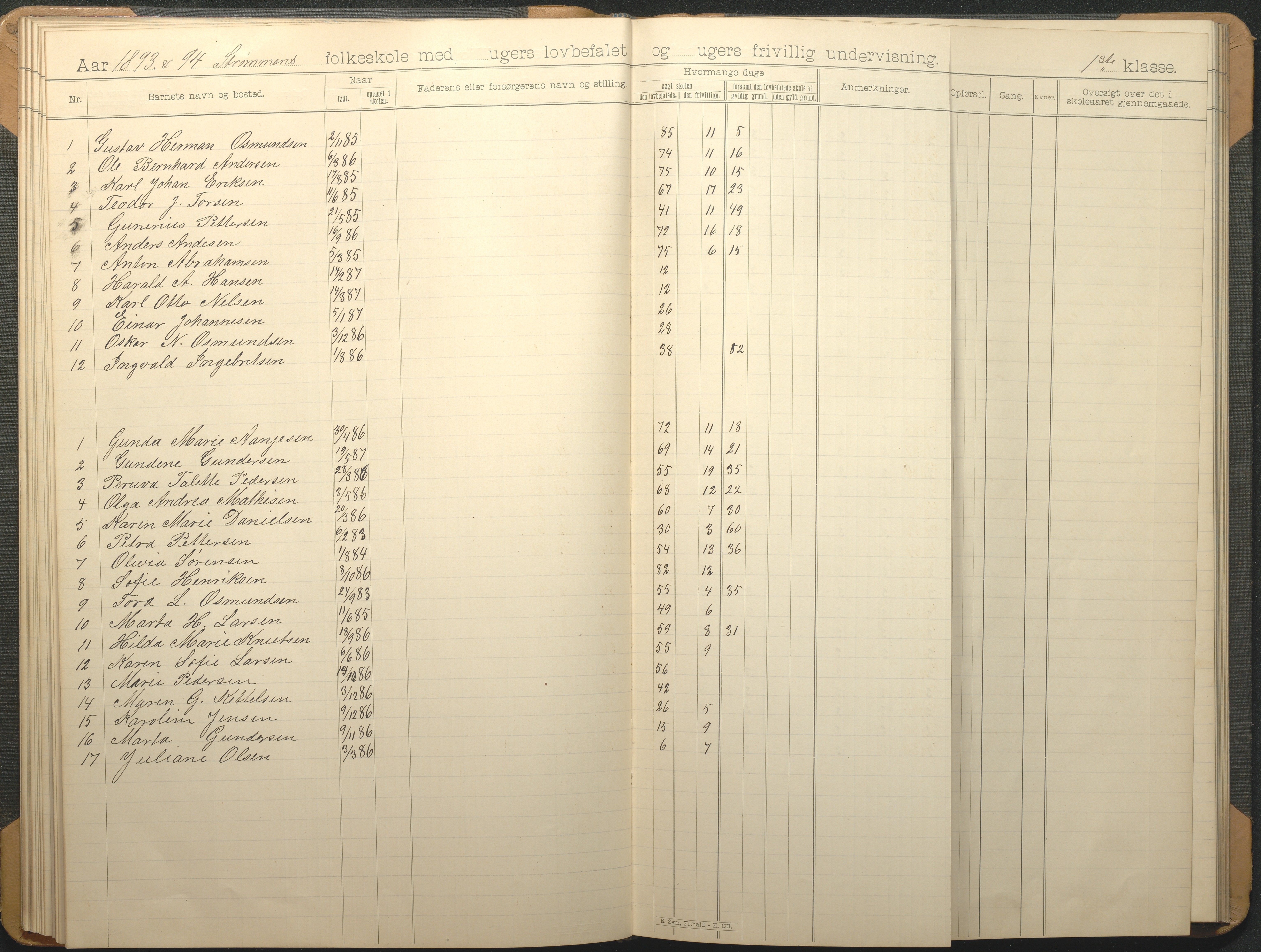 Øyestad kommune frem til 1979, AAKS/KA0920-PK/06/06G/L0009: Skoleprotokoll, 1891-1902