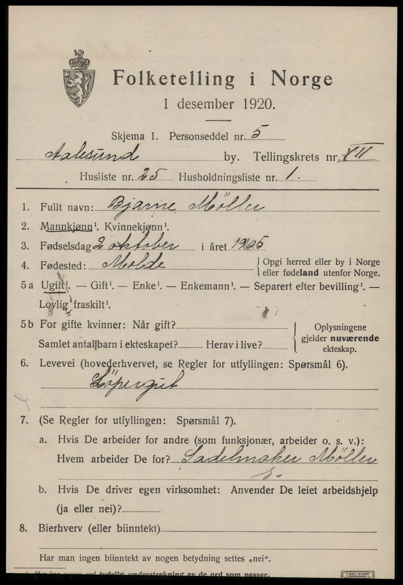 SAT, Folketelling 1920 for 1501 Ålesund kjøpstad, 1920, s. 20008