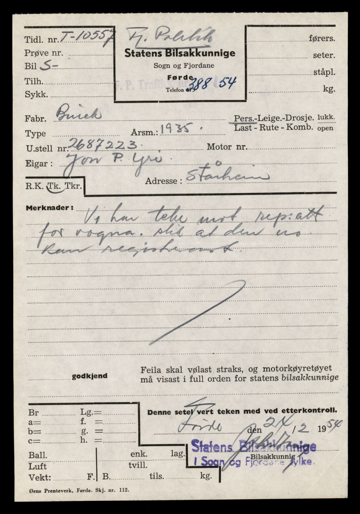 Møre og Romsdal vegkontor - Ålesund trafikkstasjon, AV/SAT-A-4099/F/Fe/L0044: Registreringskort for kjøretøy T 14205 - T 14319, 1927-1998, s. 1510