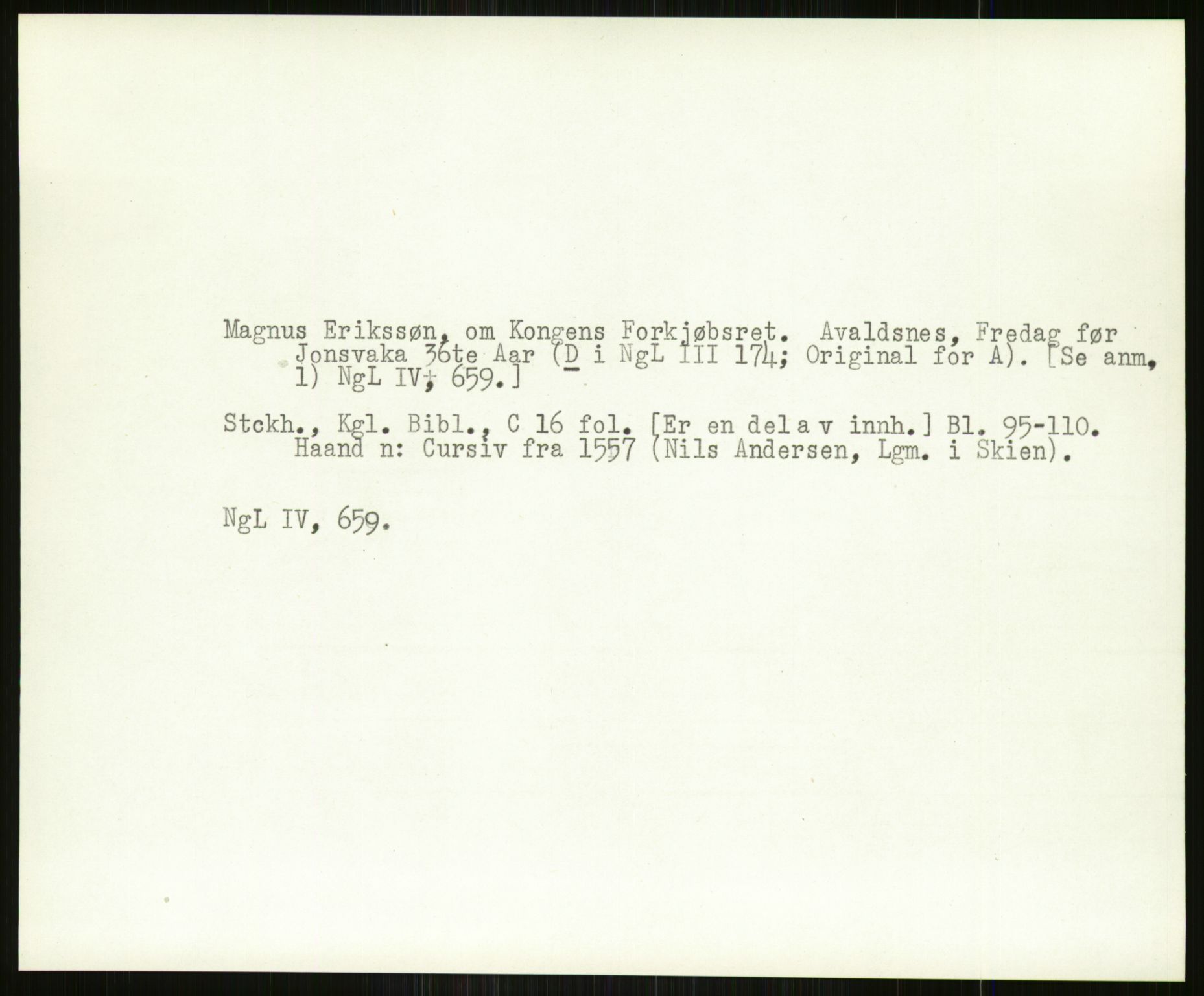 Norsk Historisk Kjeldeskrift-Institutt (NHKI), AV/RA-S-6117/G/Gc/L0029: Tematisk register til Gustav Storms håndskriftbeskrivelser i NgL bd. IV, 1315-1377, s. 501