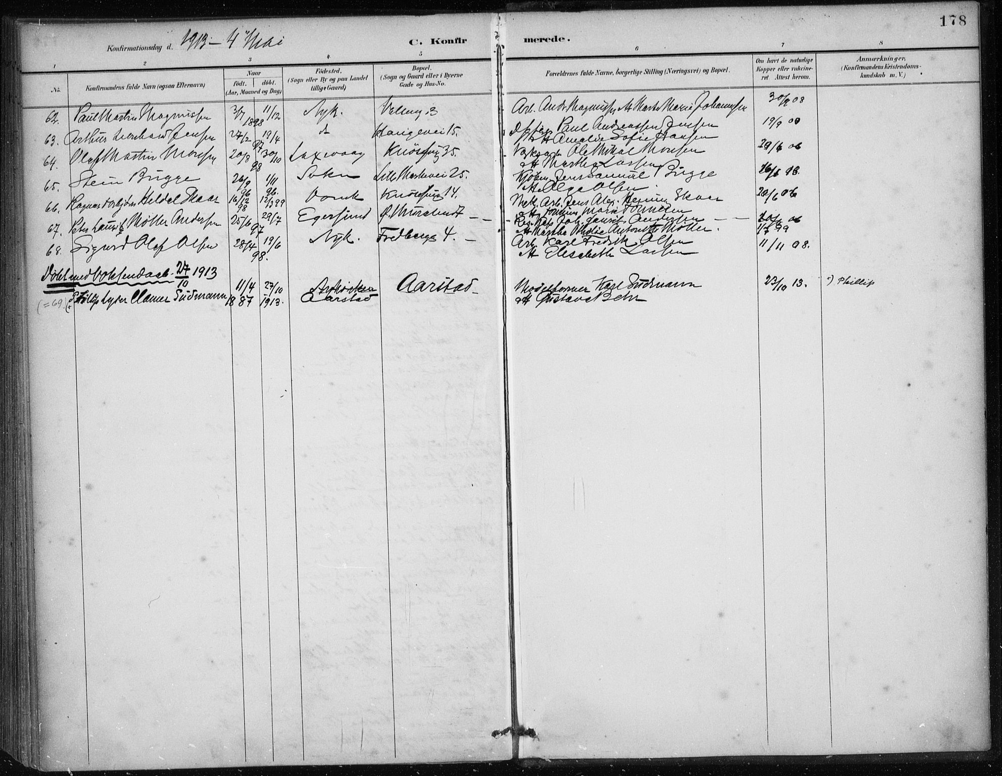 Nykirken Sokneprestembete, AV/SAB-A-77101/H/Haa/L0027: Ministerialbok nr. C 6, 1886-1913, s. 178