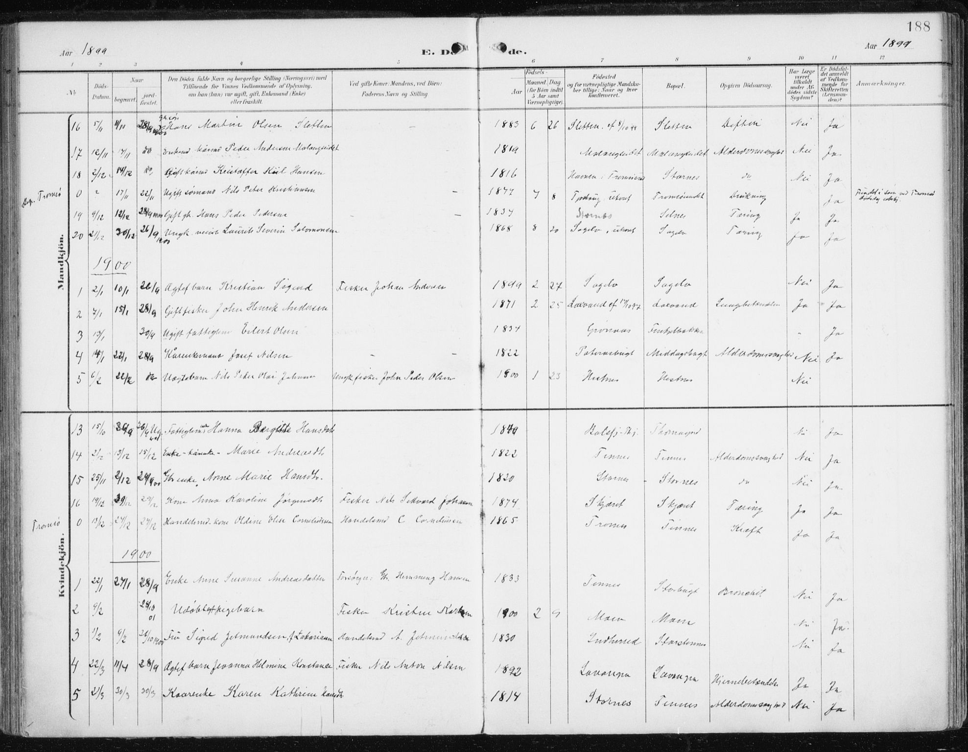 Balsfjord sokneprestembete, AV/SATØ-S-1303/G/Ga/L0006kirke: Ministerialbok nr. 6, 1897-1909, s. 188