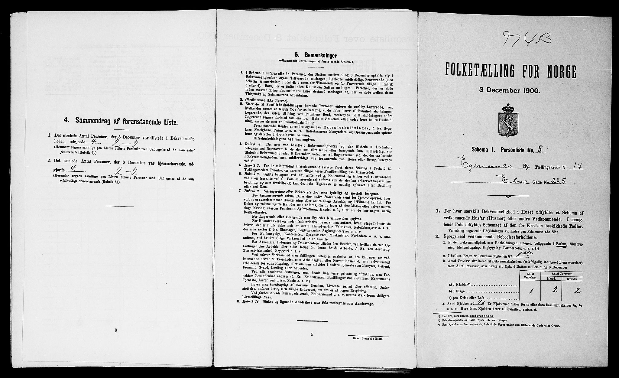 SAST, Folketelling 1900 for 1101 Egersund ladested, 1900, s. 1491