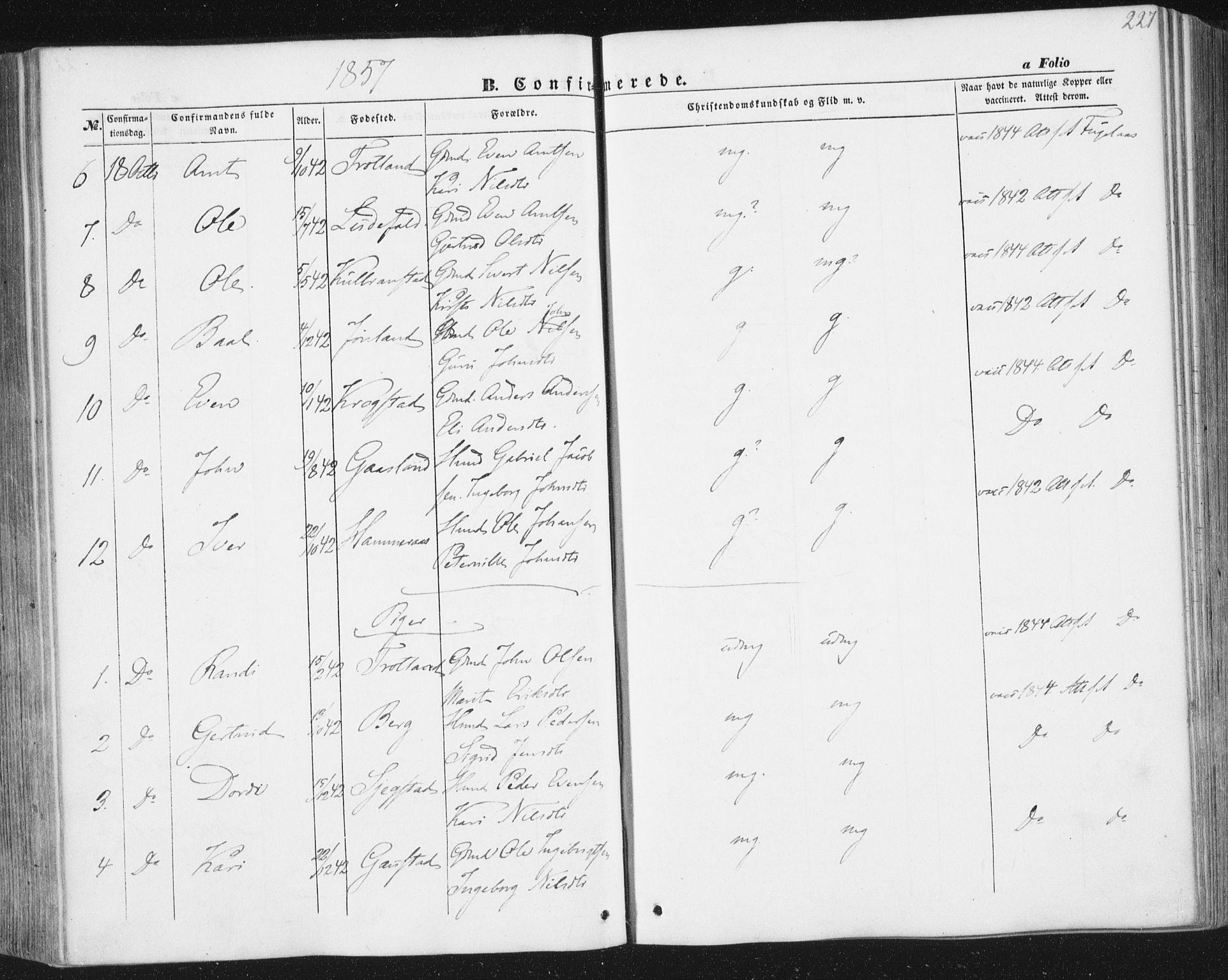 Ministerialprotokoller, klokkerbøker og fødselsregistre - Sør-Trøndelag, SAT/A-1456/691/L1076: Ministerialbok nr. 691A08, 1852-1861, s. 227