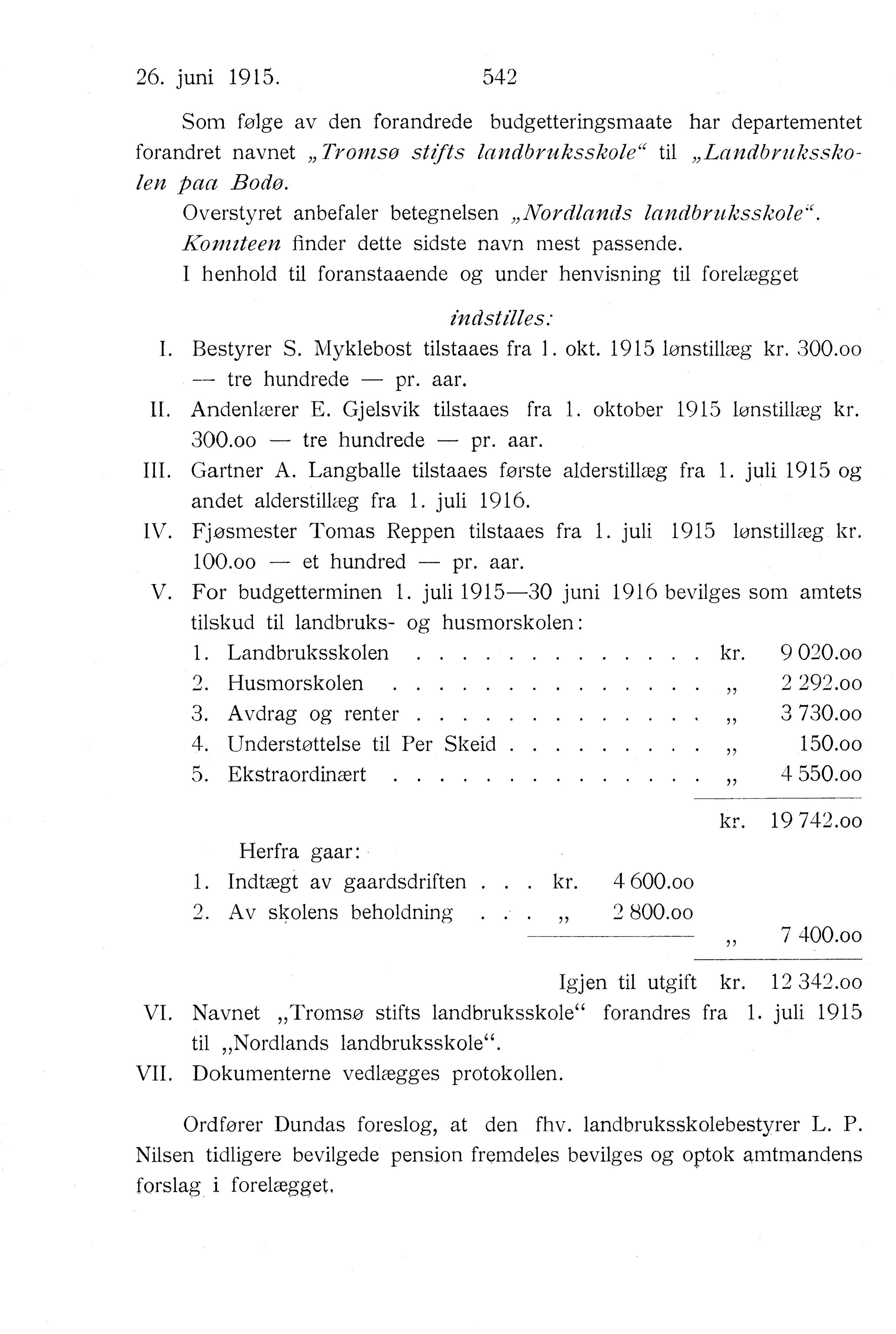 Nordland Fylkeskommune. Fylkestinget, AIN/NFK-17/176/A/Ac/L0038: Fylkestingsforhandlinger 1915, 1915