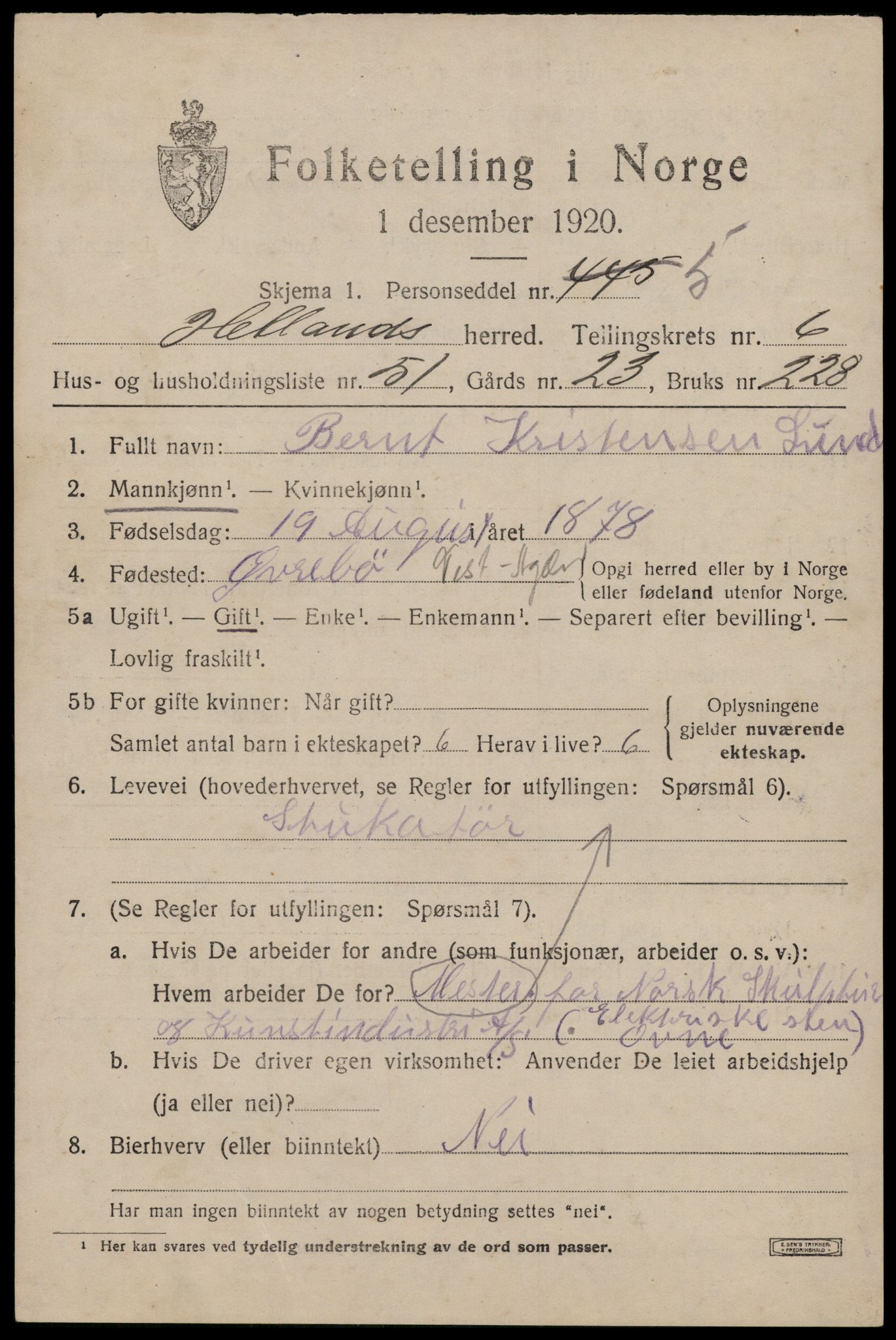 SAST, Folketelling 1920 for 1126 Hetland herred, 1920, s. 10339