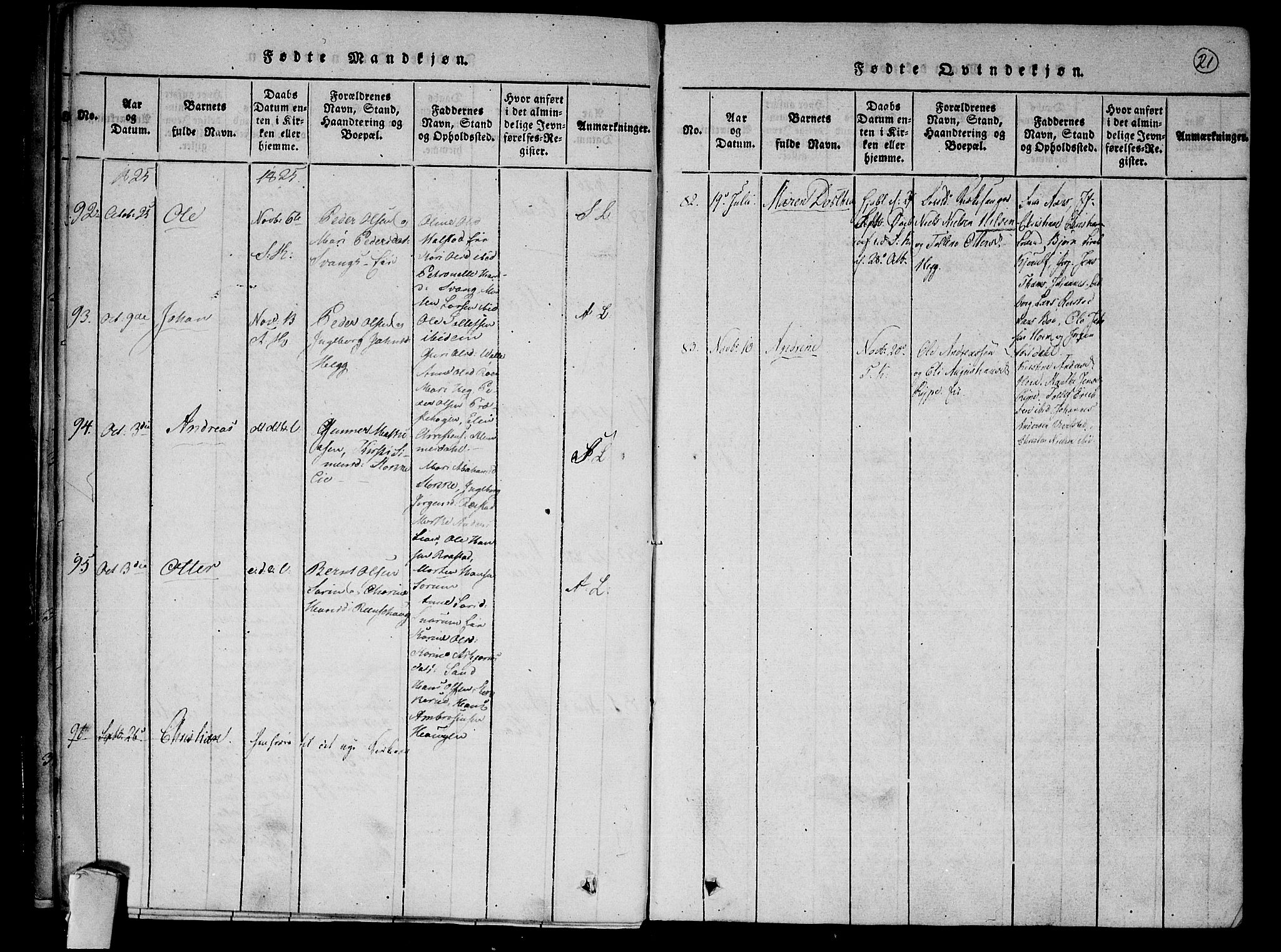 Lier kirkebøker, AV/SAKO-A-230/F/Fa/L0009: Ministerialbok nr. I 9, 1824-1827, s. 21