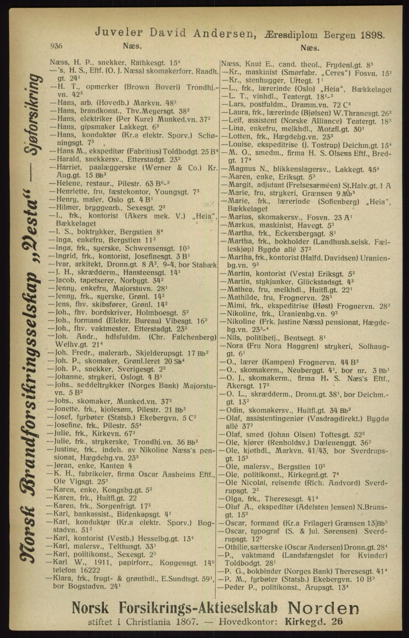 Kristiania/Oslo adressebok, PUBL/-, 1916, s. 936