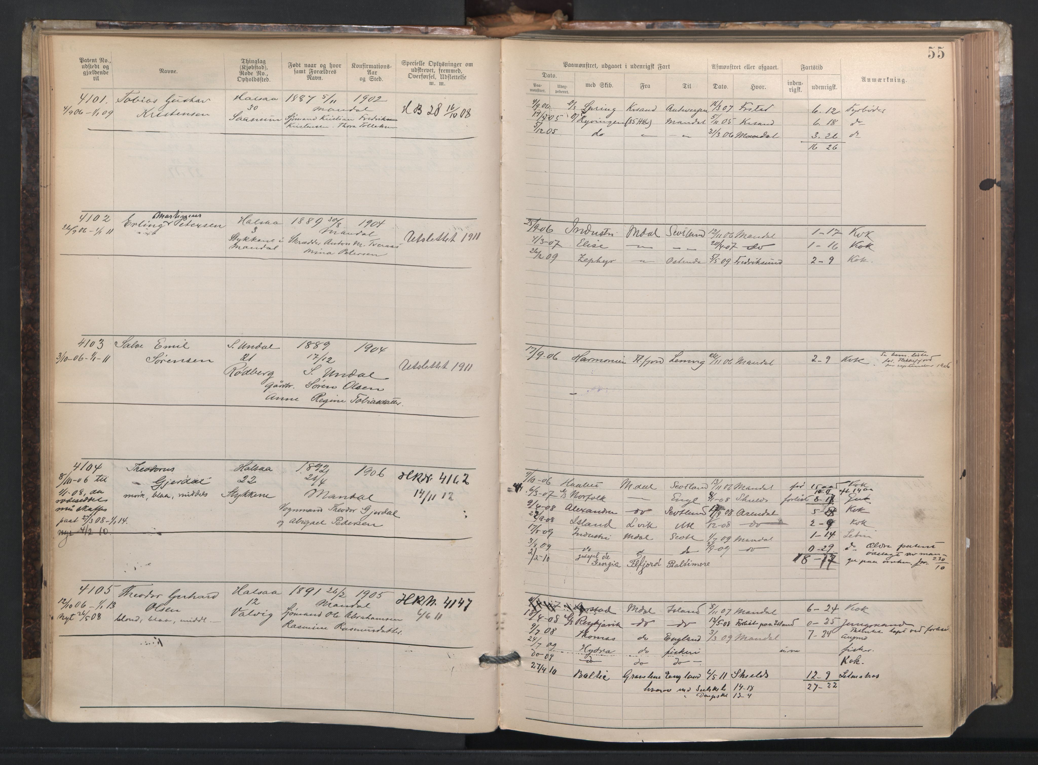 Mandal mønstringskrets, AV/SAK-2031-0016/F/Fa/L0003: Annotasjonsrulle nr 3831-4730 med register, L-5, 1900-1948, s. 79