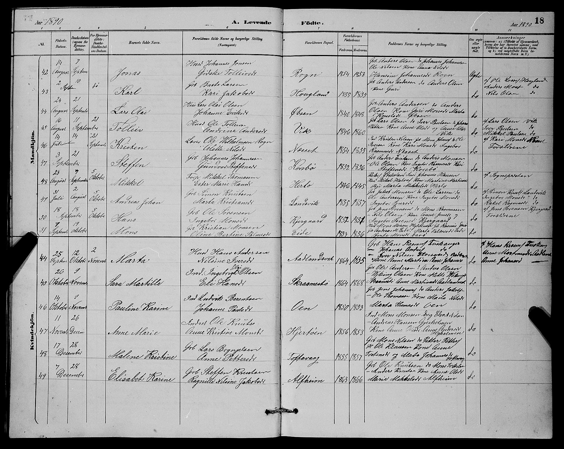 Herdla Sokneprestembete, AV/SAB-A-75701/H/Hab: Klokkerbok nr. A 3, 1889-1899, s. 18