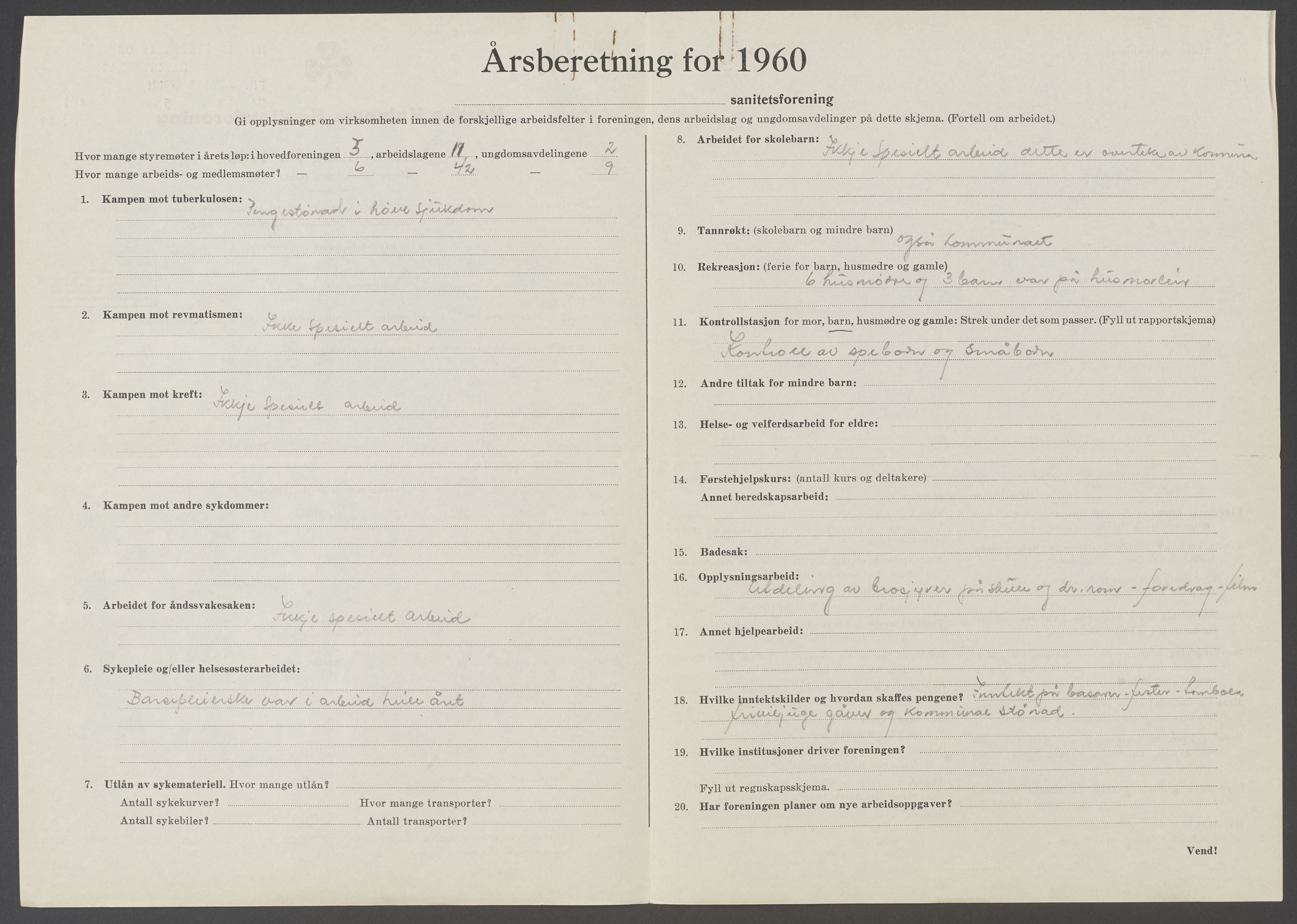 Hareid sanitetslag, IKAM/P-00271/A/Ab/L0001/0009: Årsmeldinger og regnskap / Årsmeldinger og regnskap, 1960