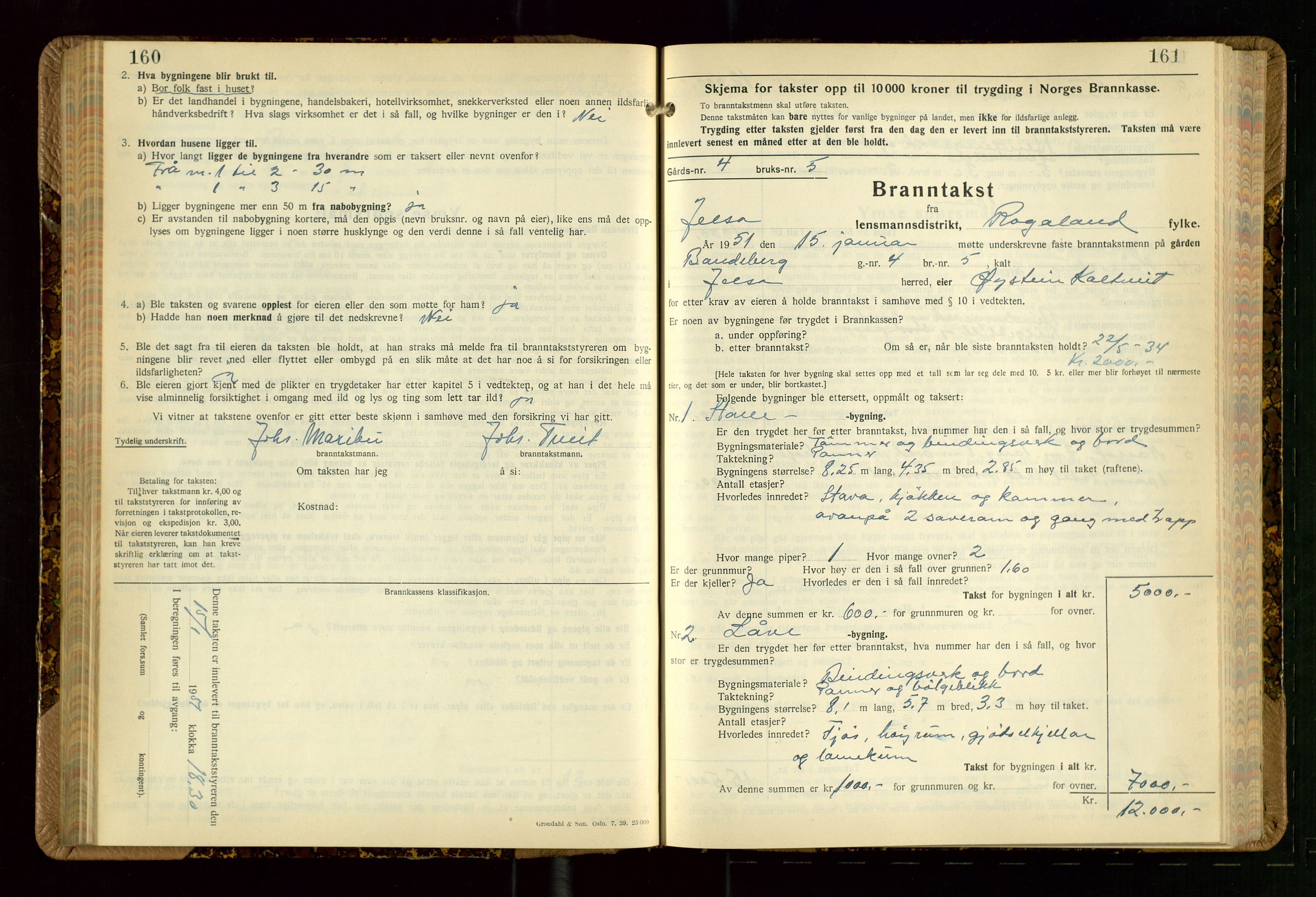 Jelsa lensmannskontor, AV/SAST-A-100360/Gob/L0003: "Branntakstprotokoll", 1942-1955, s. 160-161