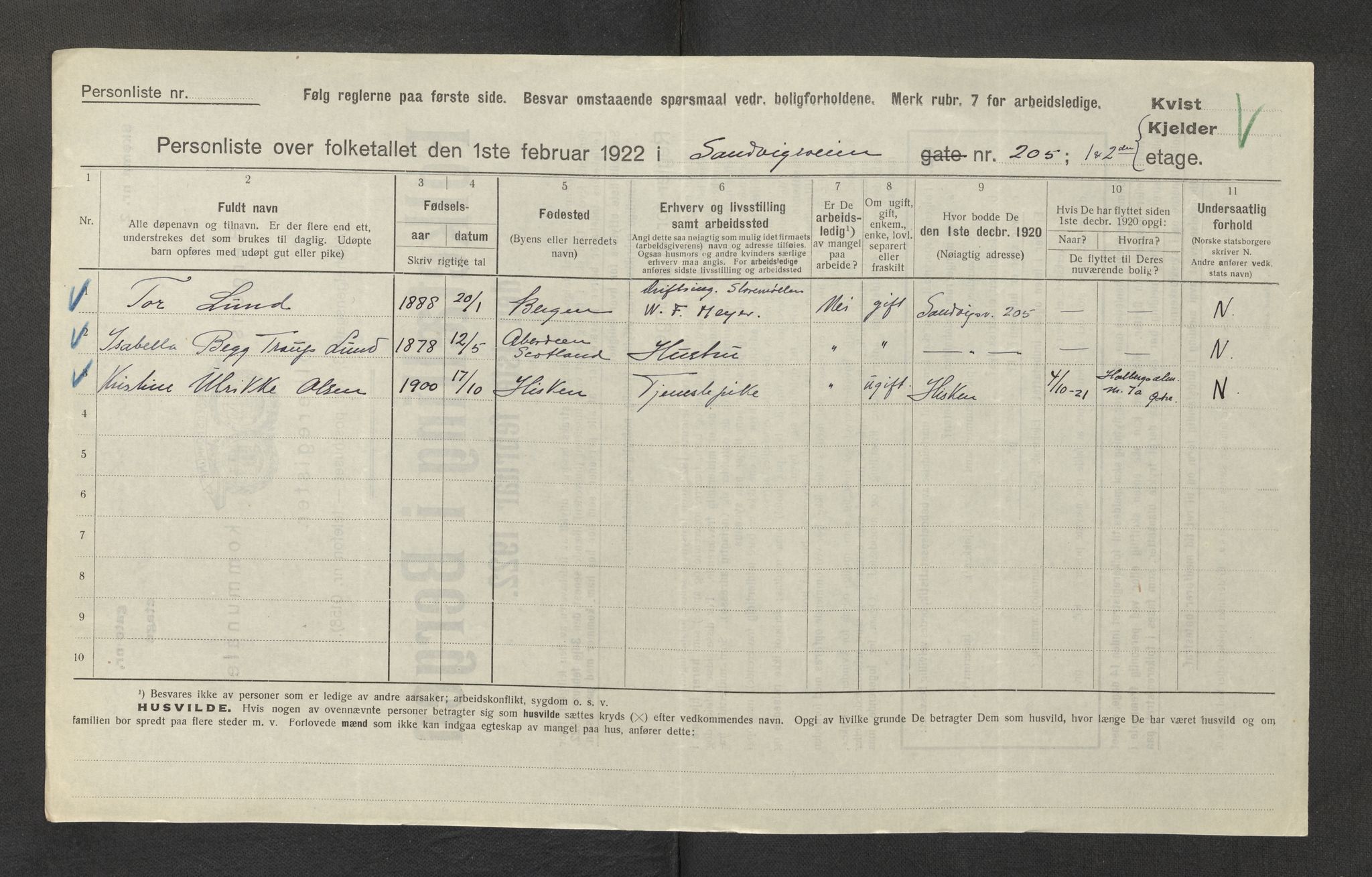 SAB, Kommunal folketelling 1922 for Bergen kjøpstad, 1922, s. 34556