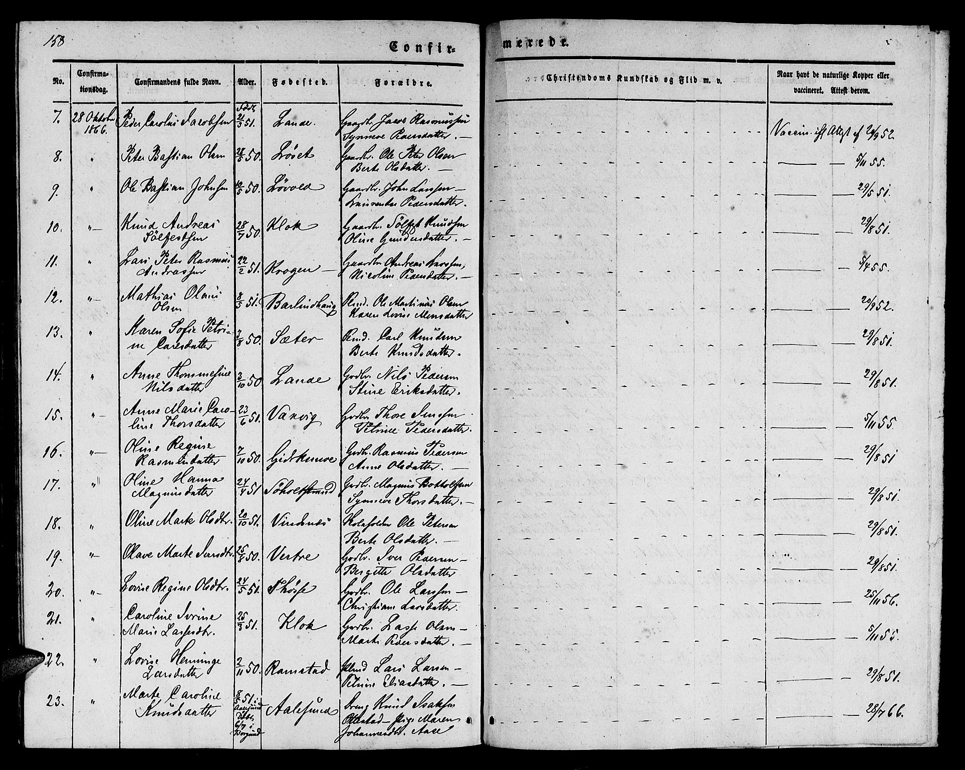 Ministerialprotokoller, klokkerbøker og fødselsregistre - Møre og Romsdal, SAT/A-1454/522/L0324: Klokkerbok nr. 522C03, 1854-1871, s. 158