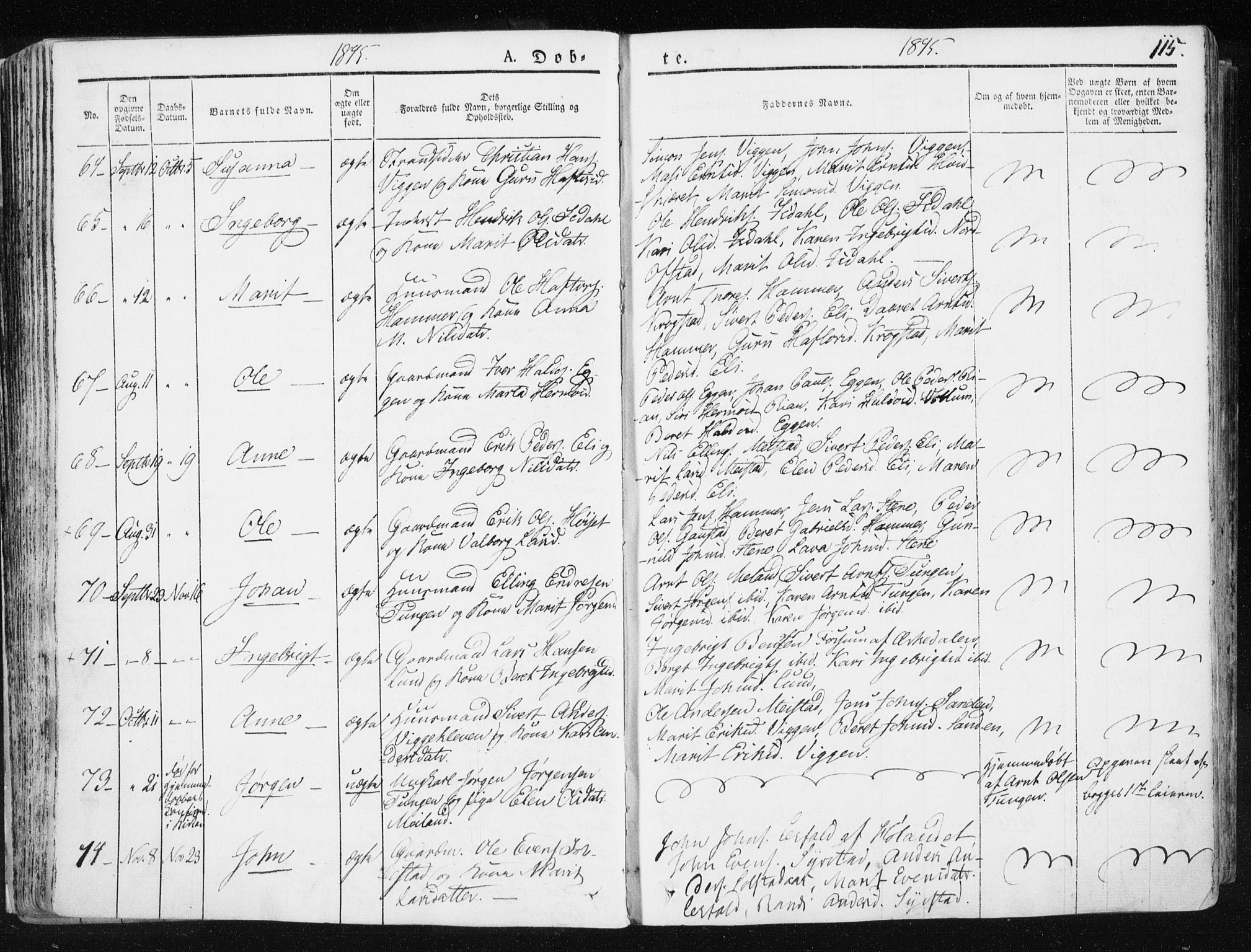 Ministerialprotokoller, klokkerbøker og fødselsregistre - Sør-Trøndelag, SAT/A-1456/665/L0771: Ministerialbok nr. 665A06, 1830-1856, s. 115