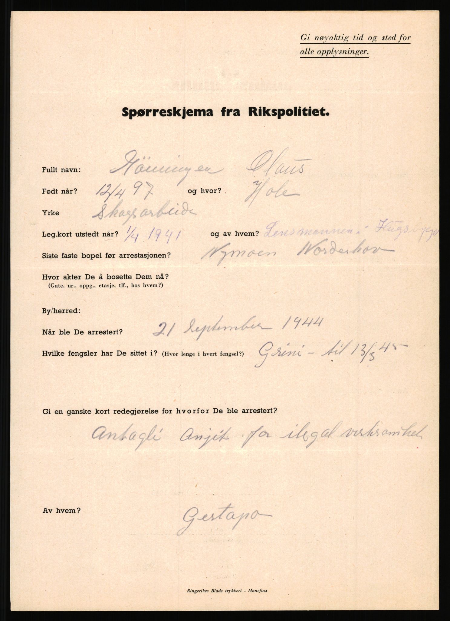 Rikspolitisjefen, AV/RA-S-1560/L/L0007: Heen, Erik C. - Iversen, Trygve, 1940-1945, s. 921